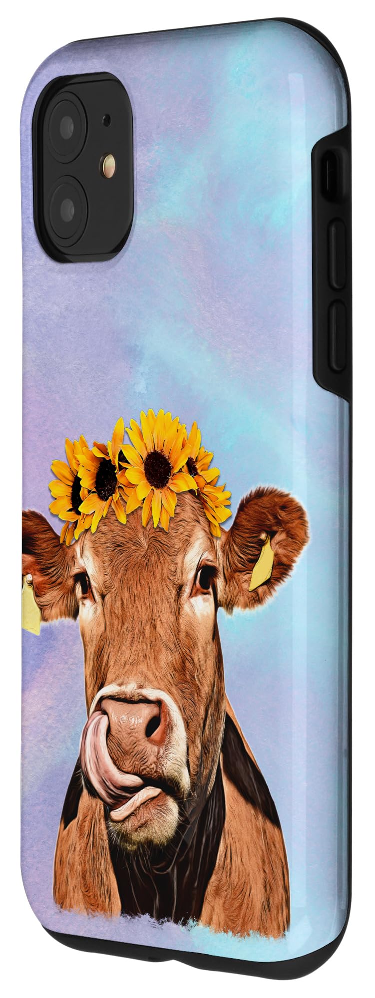 iPhone 11 Case - Watercolor Floral Sunflower Cow Design, Soft TPU Protective Cover for iPhone 11 (6.1 Inch) | Perfect for Country Living, Farmhouse Style & Nature Lovers