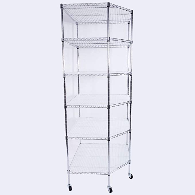 6-Tier Heavy Duty Metal Wire Shelving Unit - Adjustable Storage Rack for Garage, Home & Office Organization - Sturdy Steel Shelves for Tools, Pantry, Laundry & Closet (Silver)
