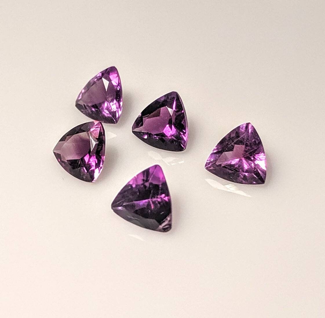 Natural Genuine Brazilian Amethyst Loose Stones - 4mm, 5mm, 6mm, or 7mm Trillion Cut | VVS Eye Clean | February Birthstone | Wholesale Bulk Gems for Jewelry Making, Wire Wrapping & Healing Crystals