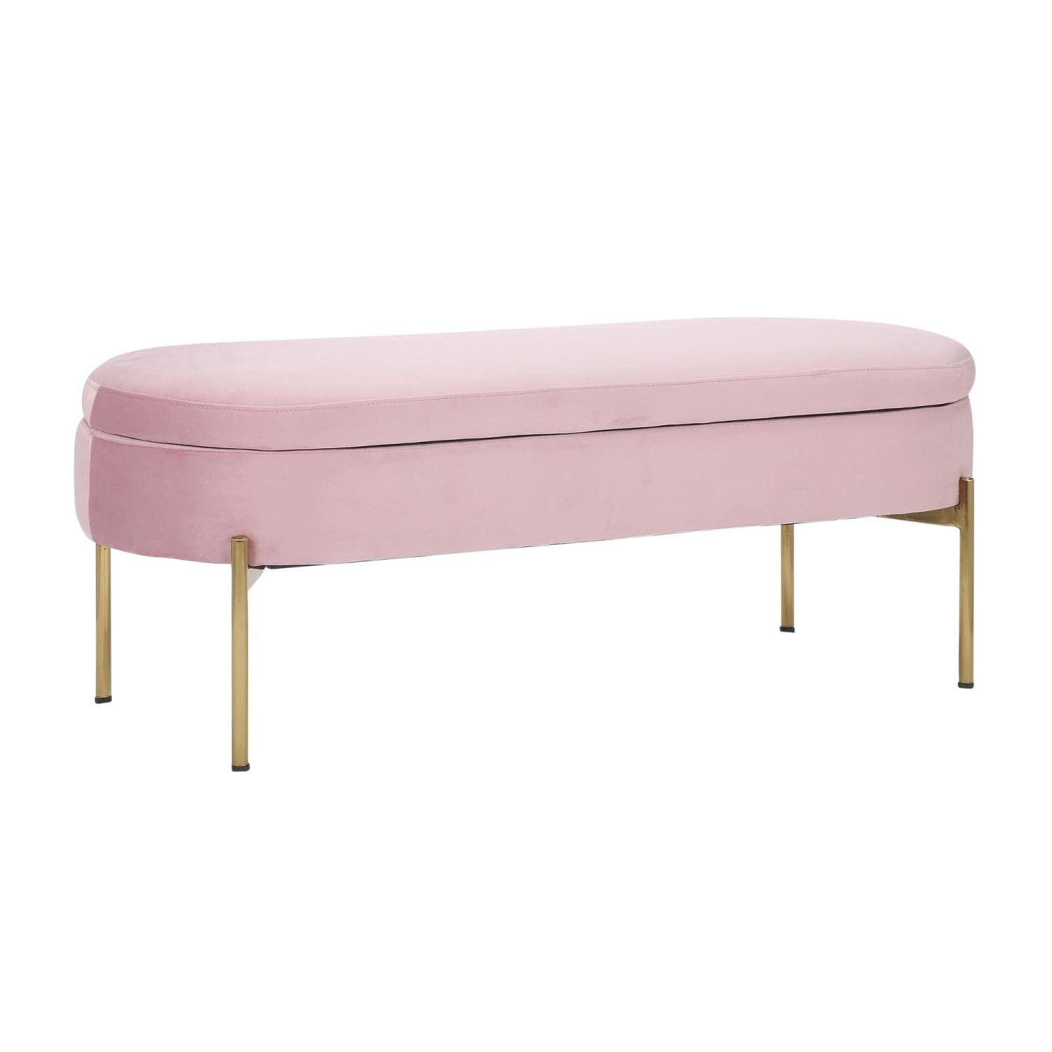 LumiSource Chloe Velvet Upholstered Storage Bench - Blush Pink Entryway & Bedroom Bench with Hidden Storage | Perfect for Small Space Organization, Shoe Storage & Seating Solution