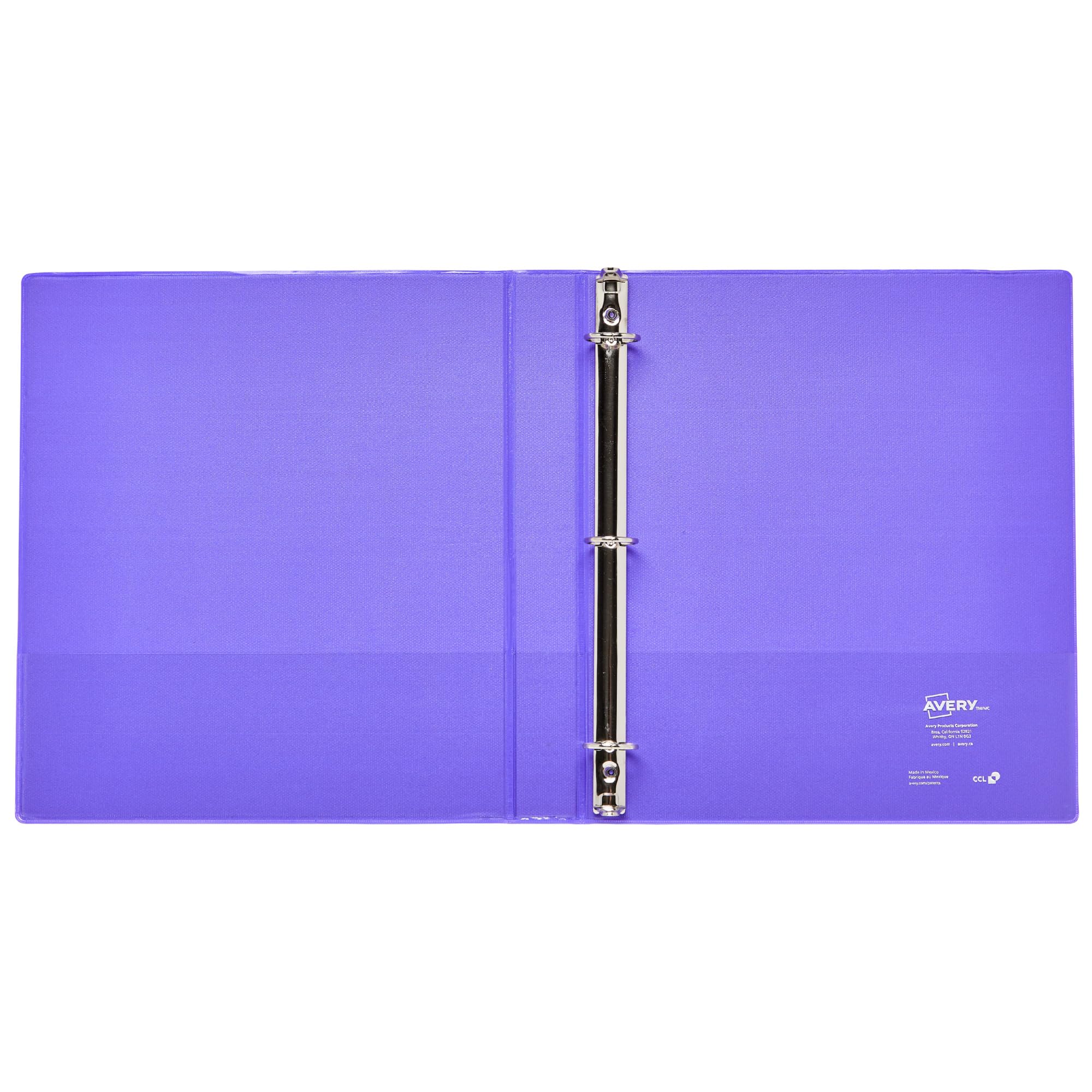 Avery Luxe Collection Durable Holographic 3-Ring Binder - 1 Inch Round Rings, Customizable View Cover, Violet (03226) - Perfect for School, Office & Home Organization