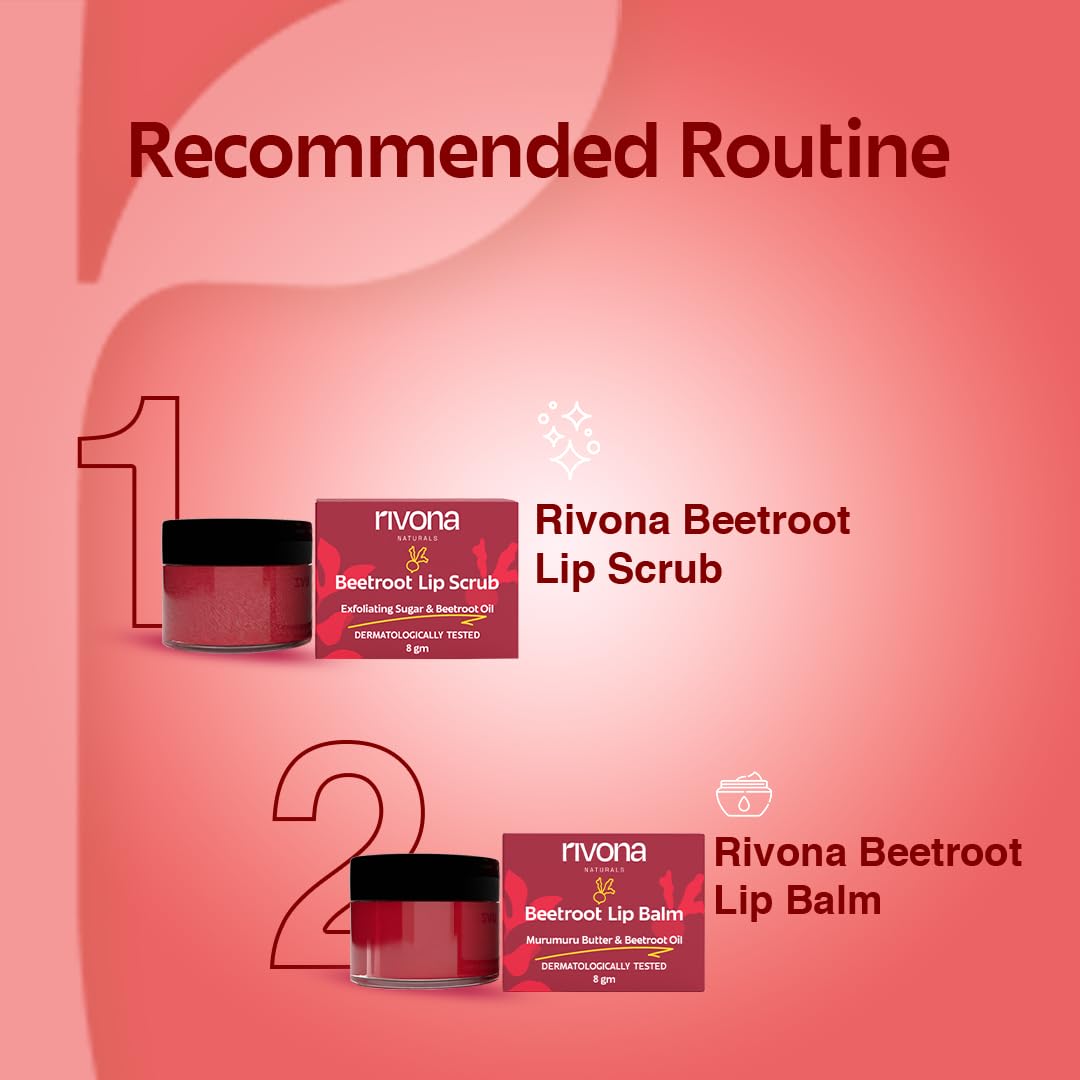 Rivona Naturals Beetroot Lip Balm with Avocado Butter - Hydrating, Tinted Lip Care for Men & Women (8g) | Moisturizing Dry Lips, Natural Makeup Look, Daily Lip Protection