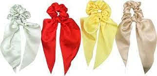 APSAMBR - Soft Chiffon Long Hair Scrunchies Elastic Hair Ties for Women & Girls (3-Pack) - Perfect for School, Work, Parties & Everyday Styling