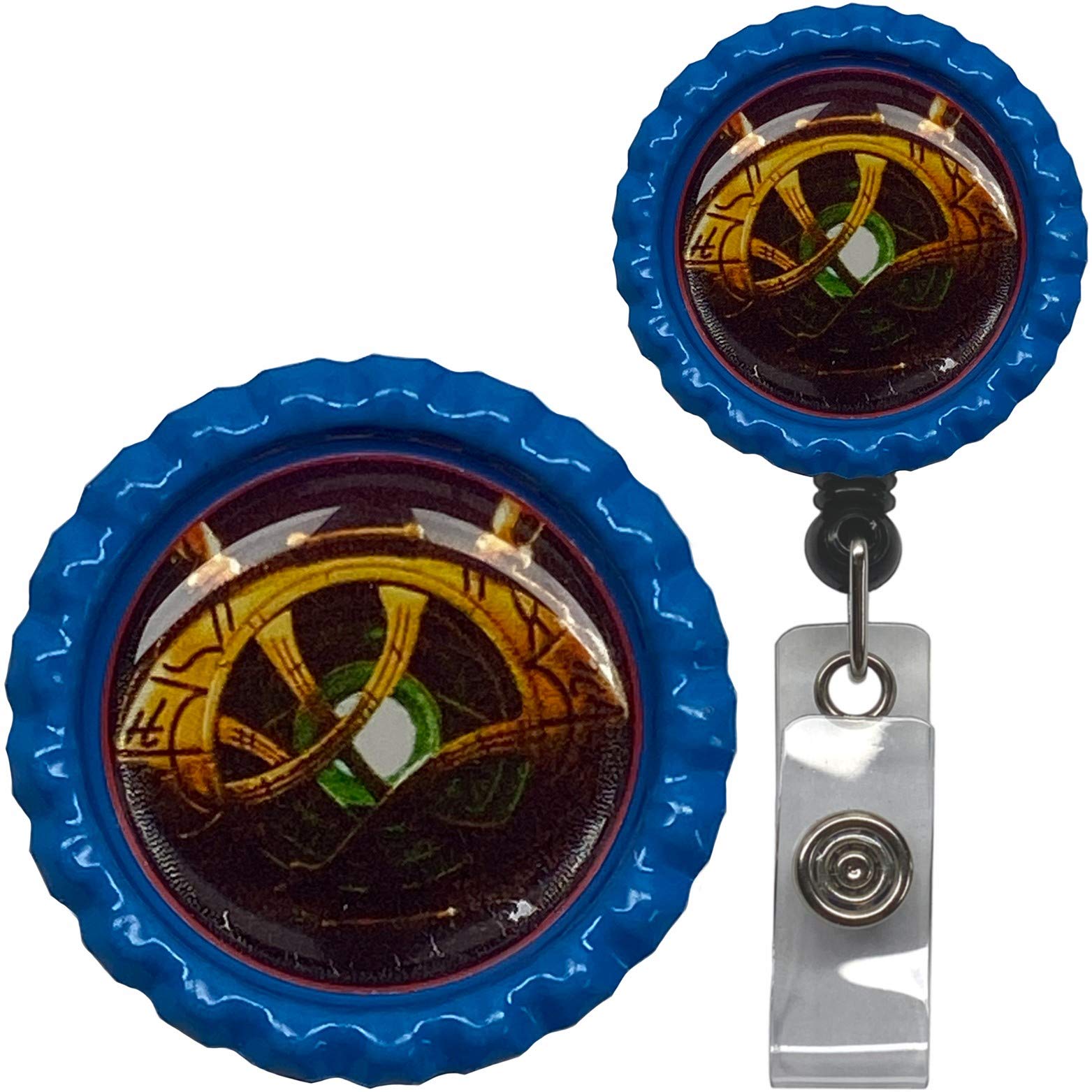 Superhero Retractable ID Badge Holder - Swivel Alligator Clip with Metal Frame for Nurses, Teachers, Security (Strange CF SA) | Perfect for Conventions, Hospitals & Office Workplaces