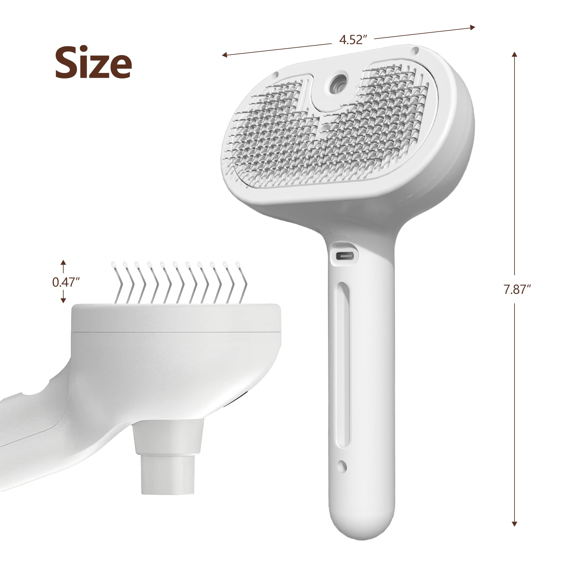 L&W BROS. Cat Steam Brush for Shedding - Self Cleaning Pet Grooming Tool with Misting Function for Long Haired Cats (White) | Gentle Detangling & Hair Removal for Healthy Coat | Perfect for Home Grooming & Shedding Season Care
