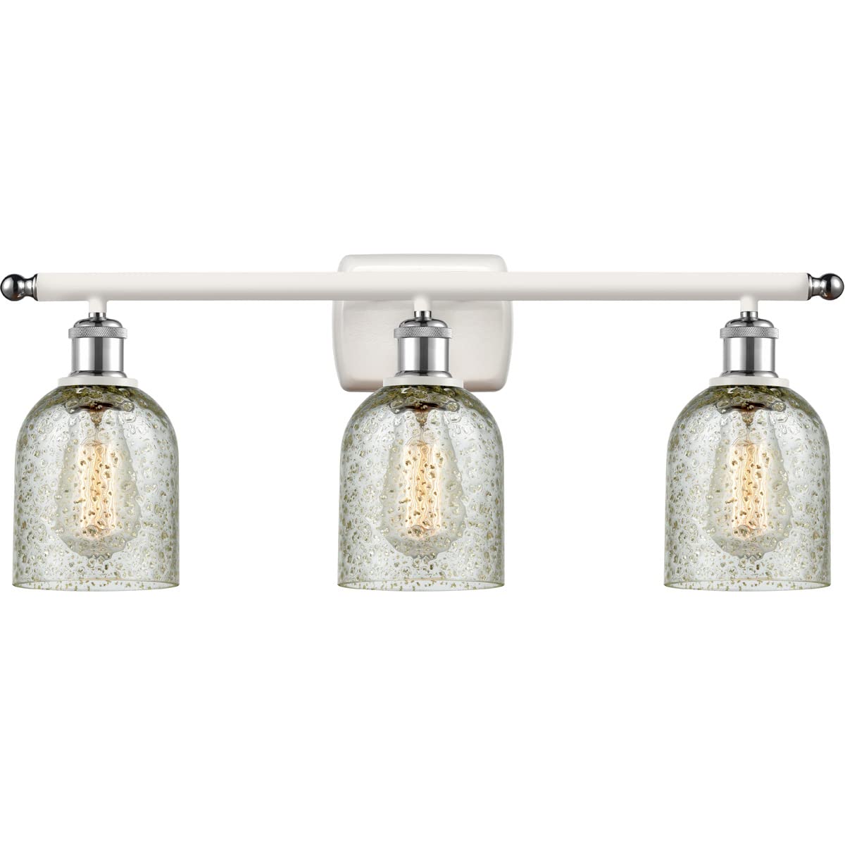 Innovations 516-3W-WPC-G259-LED Caledonia 3-Light Bathroom Vanity Light - White & Polished Chrome - Ballston Collection - Perfect for Modern Bathroom, Master Bath, Powder Room Lighting Upgrade
