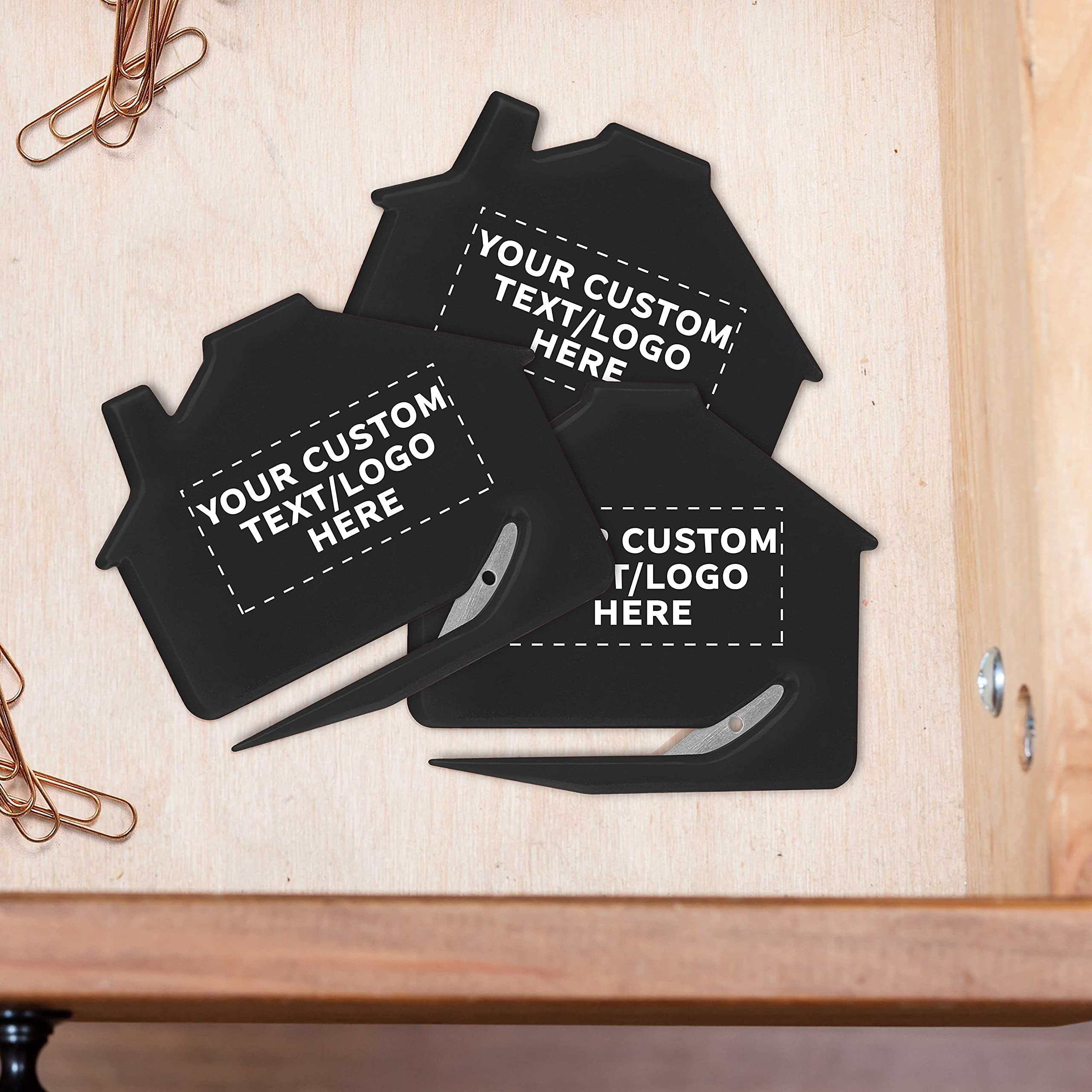 Custom House Letter Openers Set of 100 - Personalized Bulk Pack for Home & Office Use - Elegant Black Letter Opener - Perfect for Mail Opening, Office Supplies, Wedding Favors & Corporate Gifts