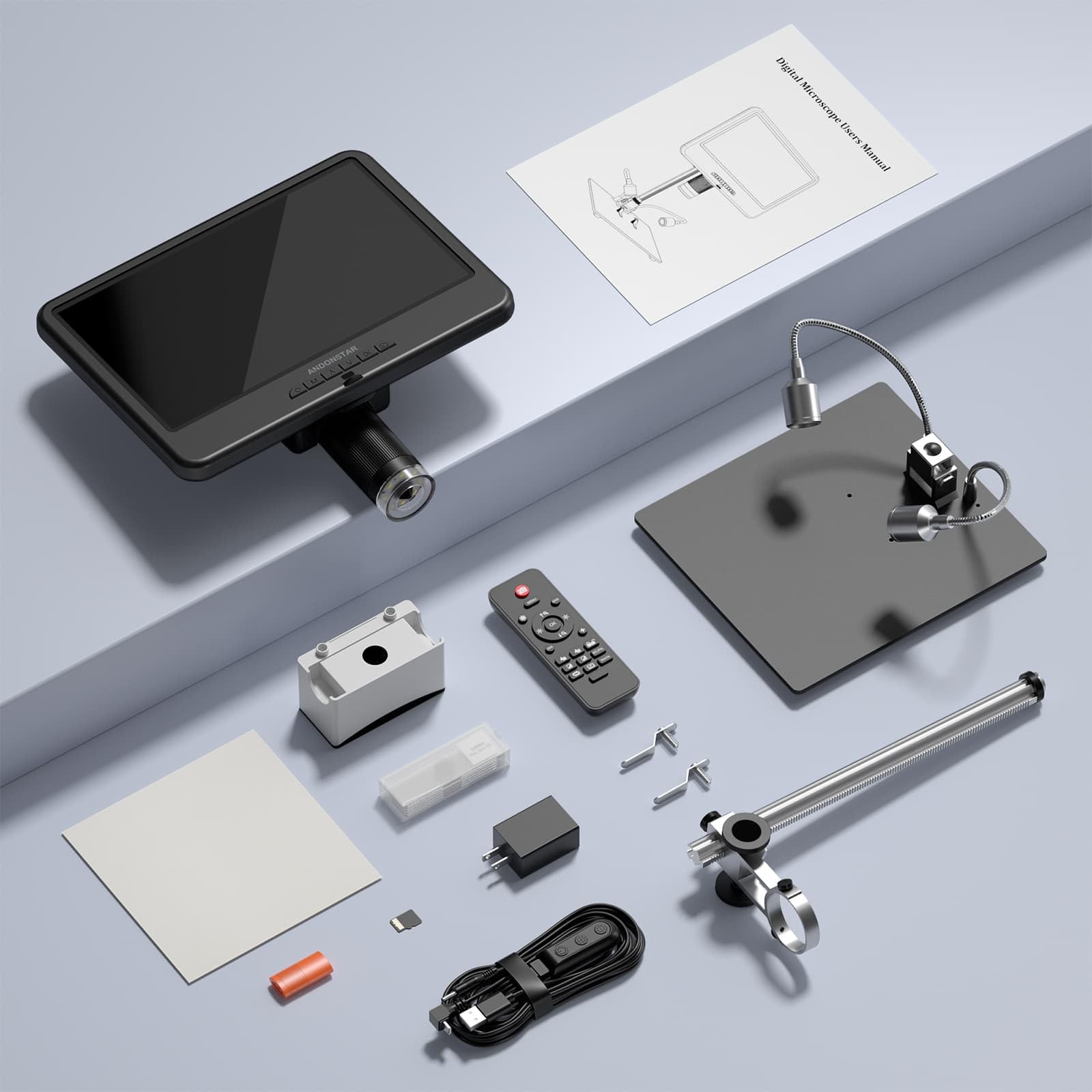 Andonstar AD210 10.1 Inch LCD Digital Microscope for Adults - High Magnification Soldering Microscope for Electronics Repair, Coin Collecting & Error Coin Inspection with LED Light - Includes Biological Slides Kit & 32GB SD Card - Perfect for Hobbyists, Jewelers & STEM Education