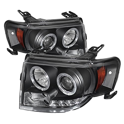 Ford Escape 2008-2012 LED Halo Headlights - Black/Clear Lens Replacement - High Performance Aftermarket Headlights for Night Driving & Off-Road Use