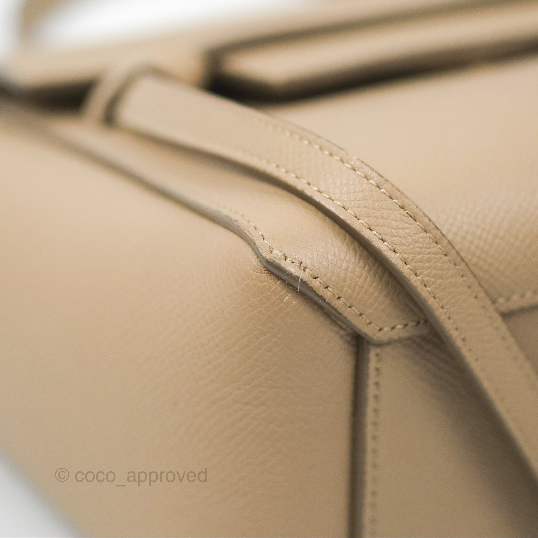 Celine Nano Belt Bag in Light Taupe Grained Calfskin with Gold Hardware - Perfect for Everyday Use, Work & Travel