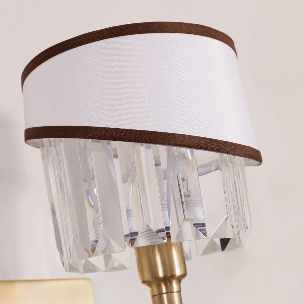 Modern LED Wall Sconce - Copper Finish Energy Saving Wall Mounted Light for Living Room, Bedroom, Hallway & Staircase - Elegant Fabric Shade for Ambient Lighting & TV Background Decor