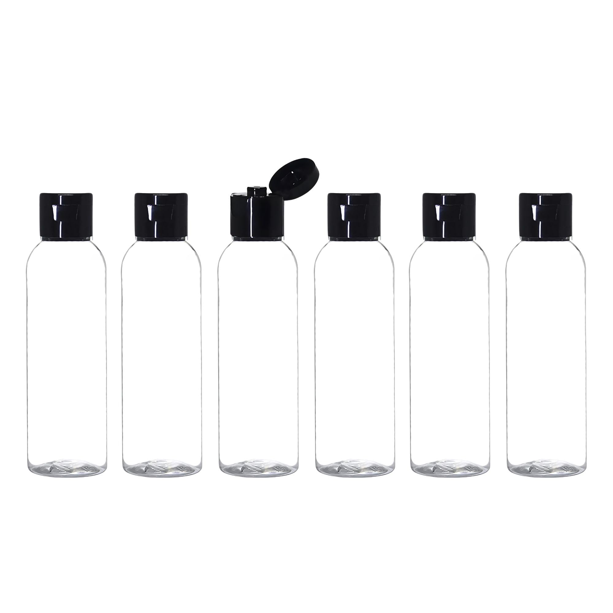 100ml Empty Clear Plastic Travel Bottles - 6 Pack Refillable Squeeze Containers with Black Flip Cap for Toiletries, Shampoo, Lotion & Cream | Perfect for Travel, Gym, Camping & Home Organization