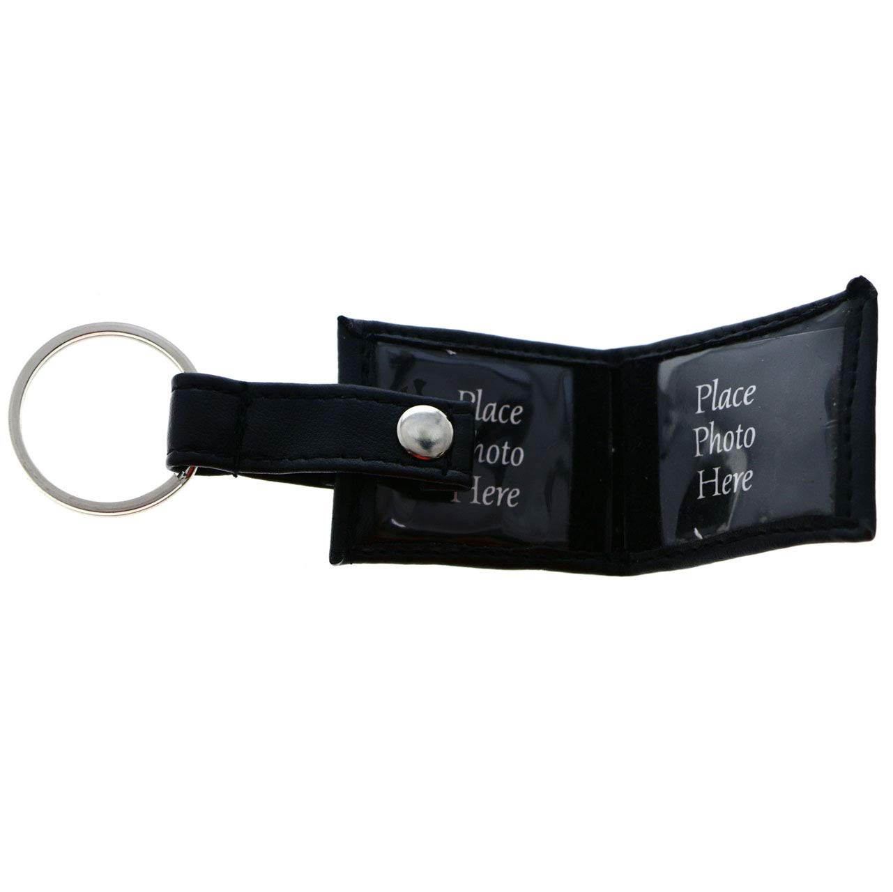 Black & Silver-Tone Snap Picture Frame Keychain - Perfect for Photos, ID Cards & Keepsakes - Great for Gifts, Travel & Everyday Use