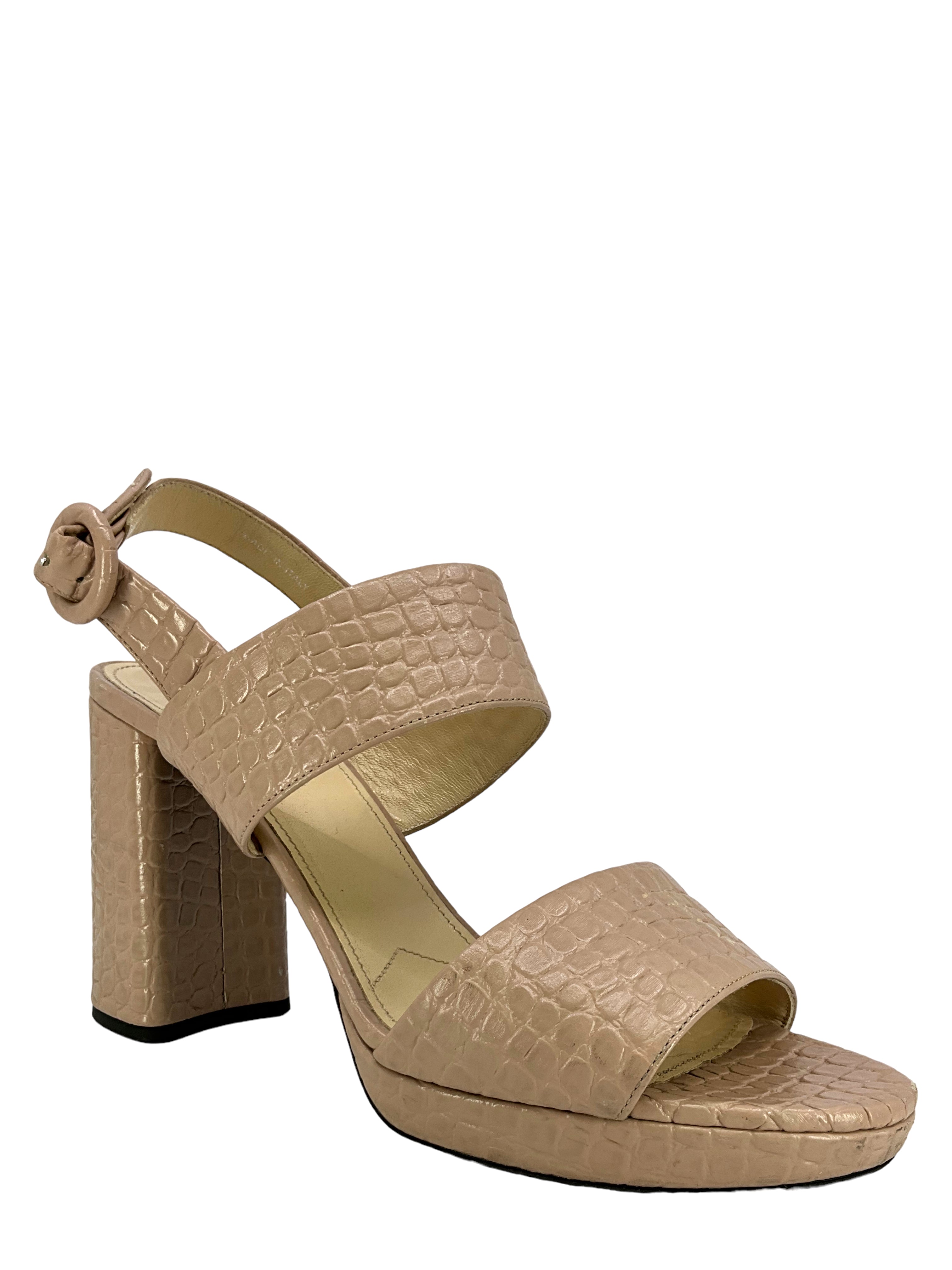 PRADA Textured Leather City Sandals for Women Size 9.5 - Comfortable Luxury Summer Sandals for Beach, Vacation & Casual Outings