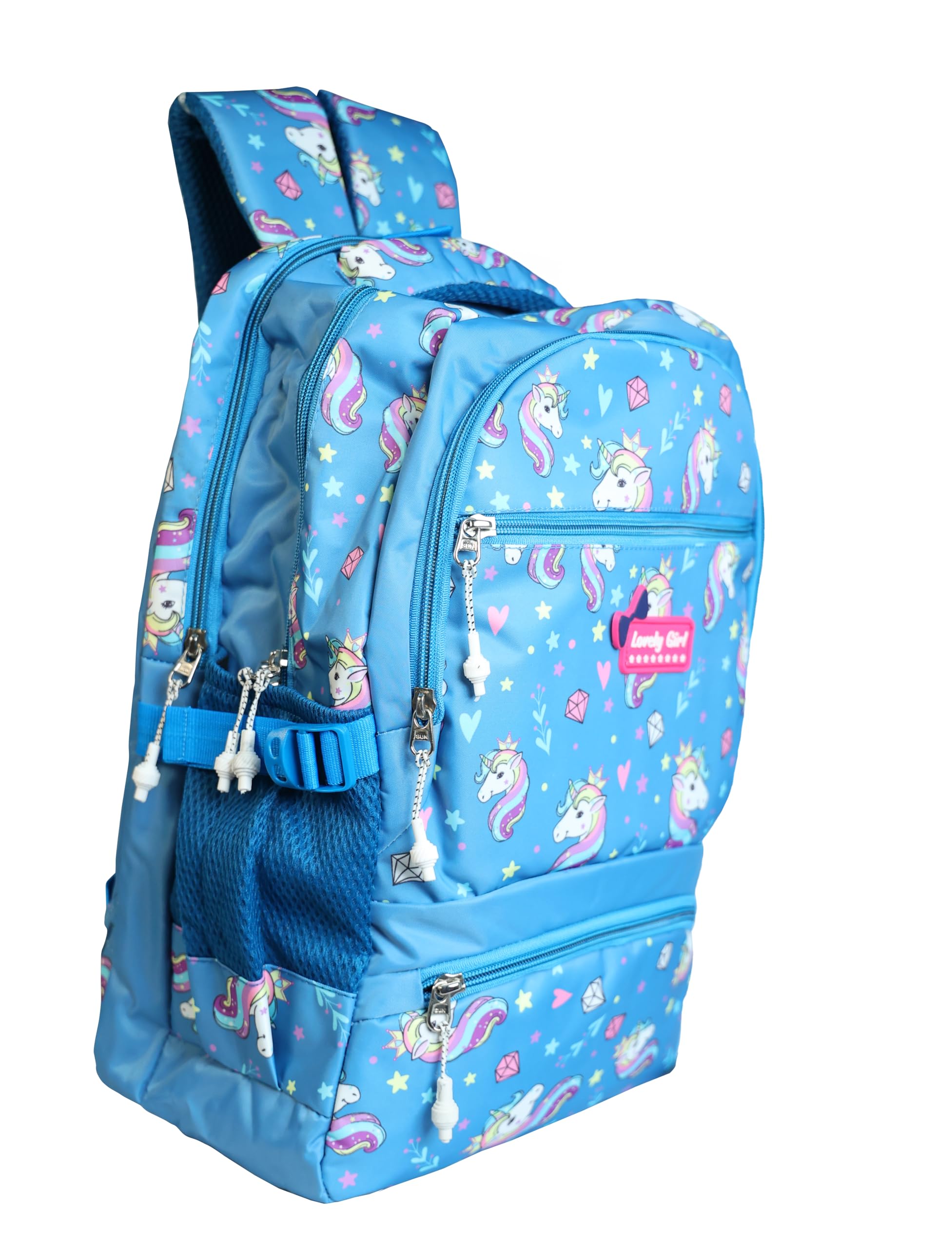 BOOTIN Stylish Trendy Printed Backpack for College Girls - Lightweight School Bag with Laptop Compartment (Sky Blue) | Perfect for Campus, Travel & Daily Use