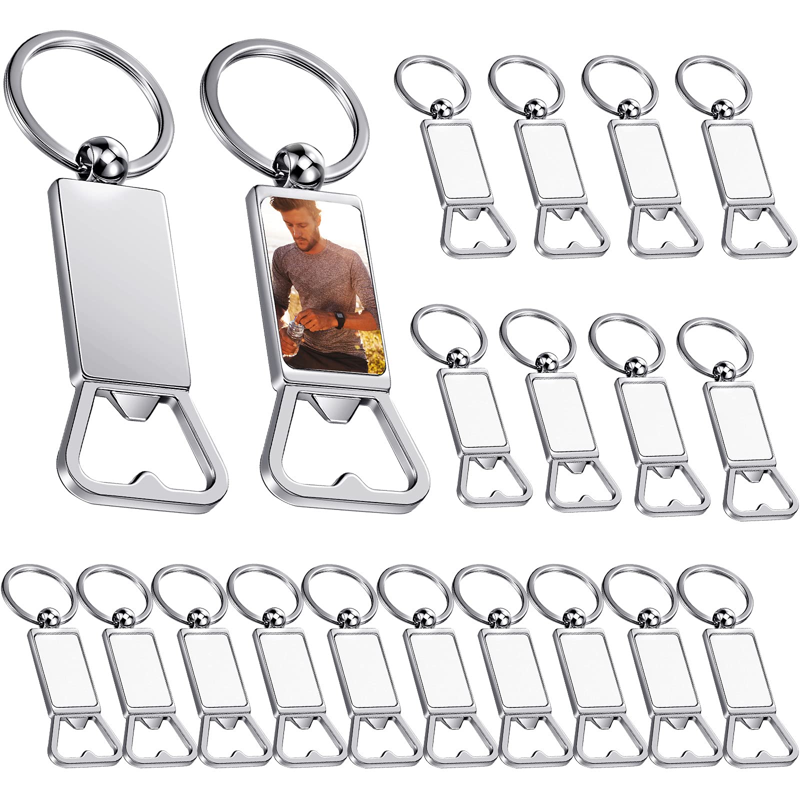 Custom Sublimation Keychains - 20 Pack Metal Bottle Opener Blanks for DIY Personalized Gifts | Perfect for Promotional Items, Wedding Favors & Key Rings