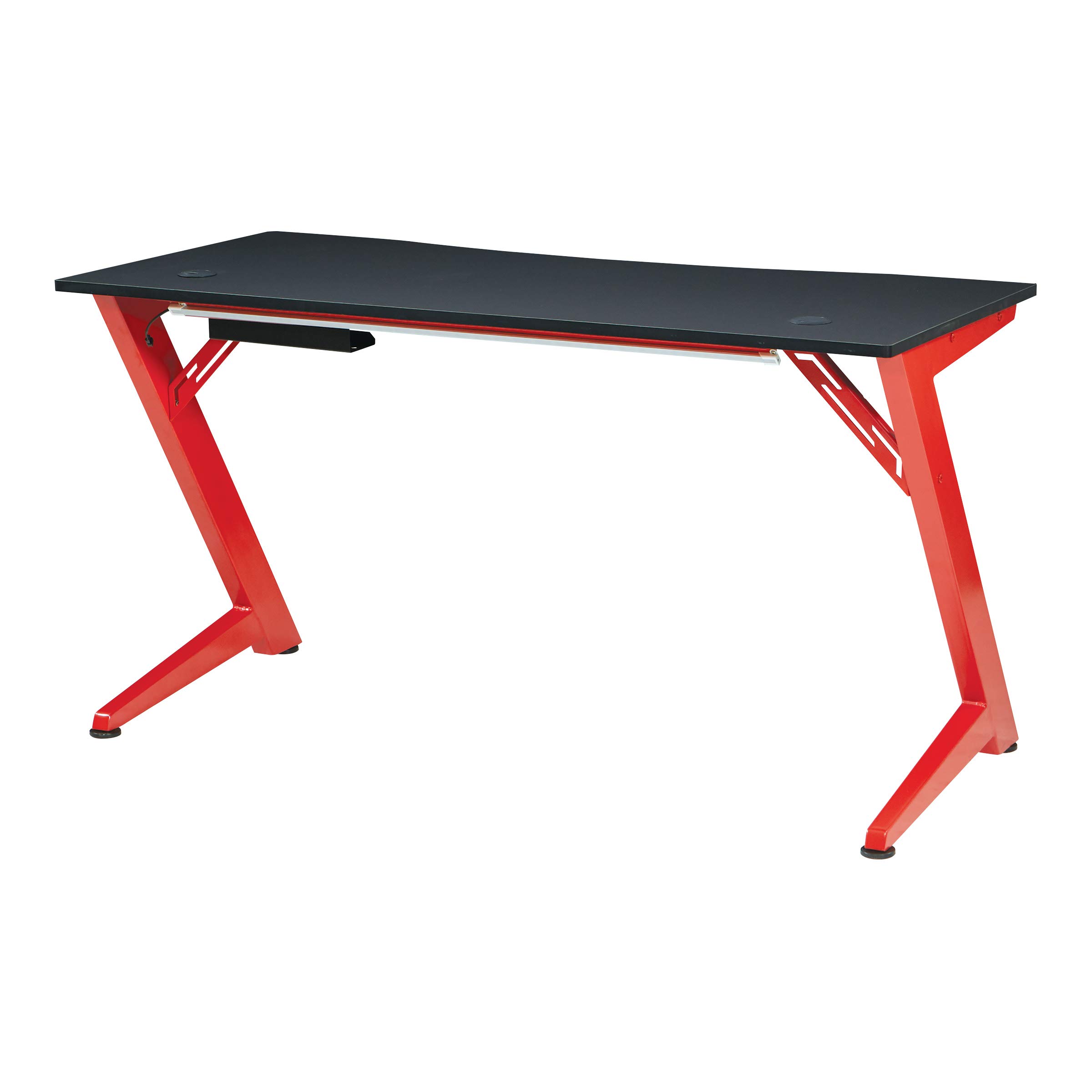 OSP Home Furnishings Beta Battlestation Gaming Desk with Bluetooth RGB LED Lights, Matte Red - Ergonomic Computer Desk for Streaming & Esports - Perfect for Gaming Setup, Home Office & Workstation