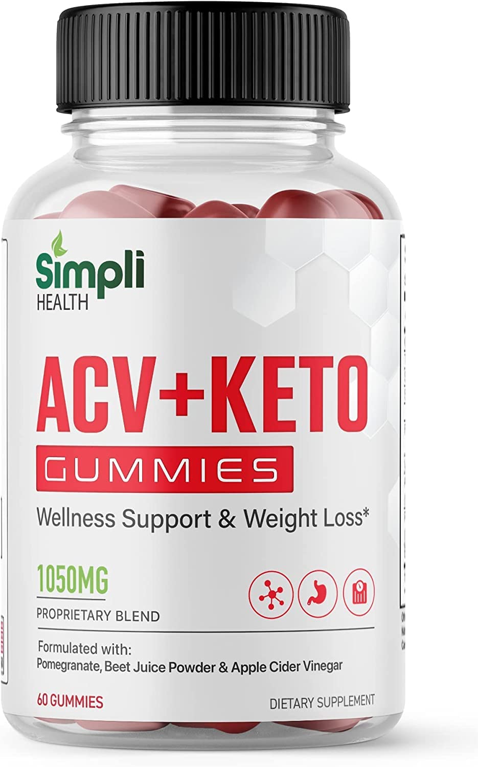Simpli Health Apple Cider Vinegar Keto Gummies - 60 Count | Supports Ketosis & Weight Management | Perfect for Low-Carb Diet & Healthy Lifestyle