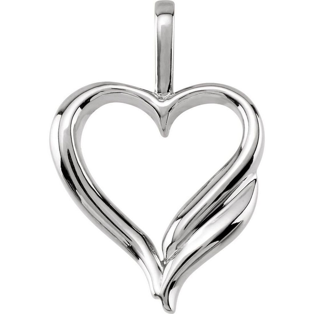 14K White Gold Heart Pendant Necklace for Women - Elegant Love Jewelry Gift for Anniversary, Valentine's Day & Special Occasions