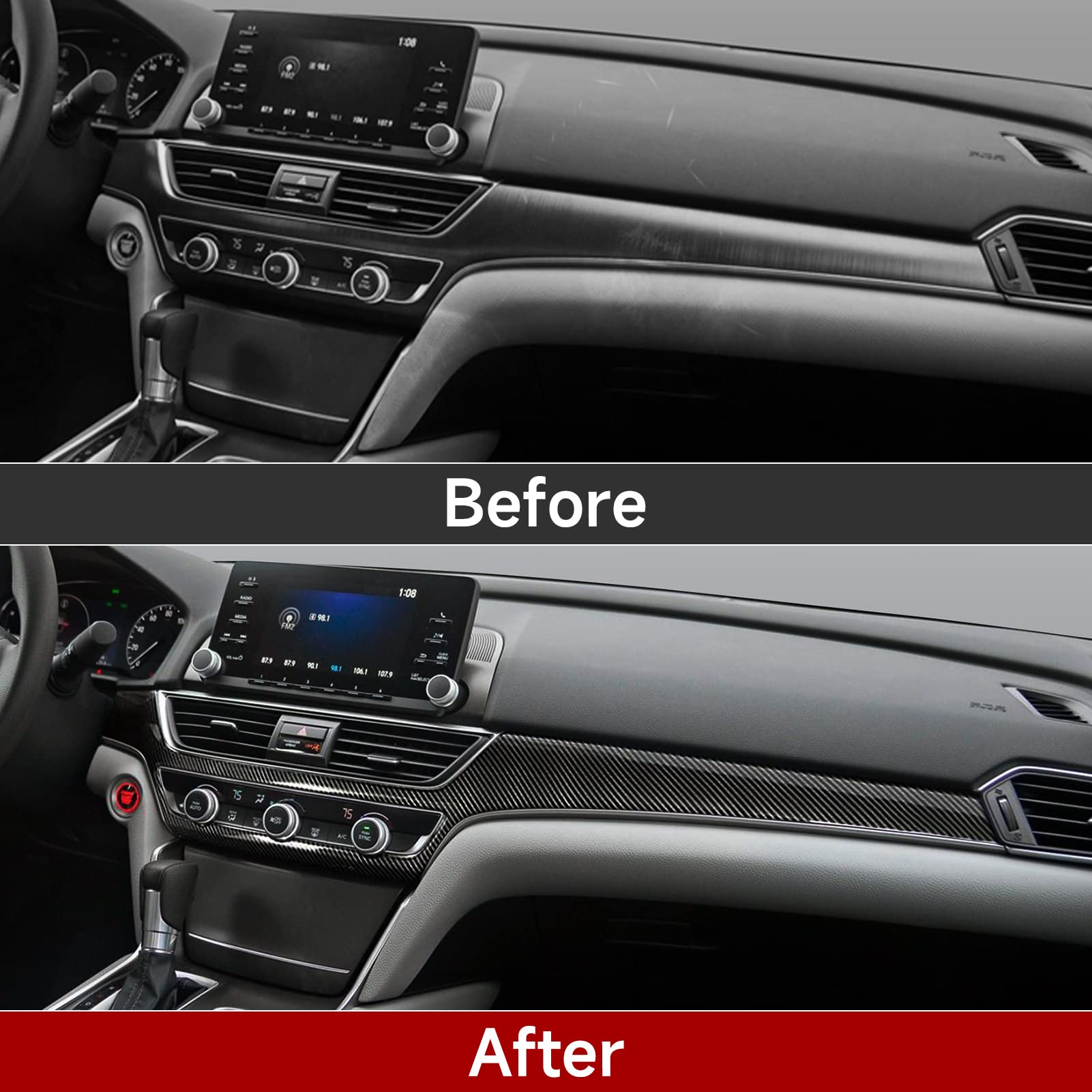 2018-2022 Honda Accord 10th Gen Dashboard Vent Trim Decals - ABS Carbon Fiber A/C Outlet Stickers | Car Interior Upgrade Accessories for Enhanced Style & Protection