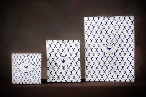 Lomonosov Porcelain Coffee Cup and Saucer Set - Hand-Painted Tulip & Cobalt Net Design - Elegant Tea & Espresso Cup for Home, Cafe, or Gift
