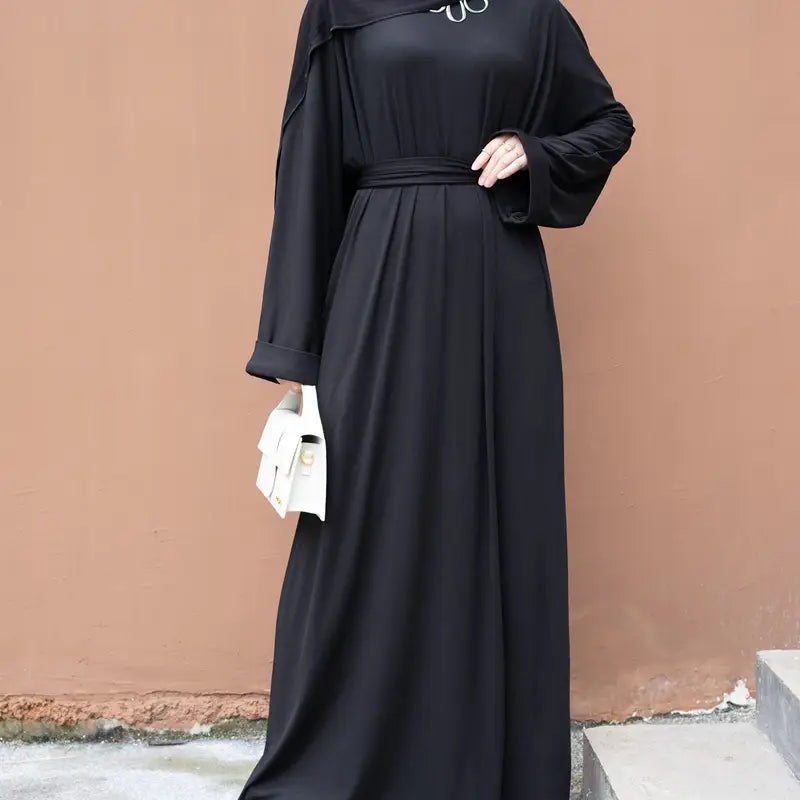 Stylish Winter & Fall Muslim Women Abaya Dress - Soft Thread Knitted Fabric - Perfect for Prayer, Mosque & Special Occasions