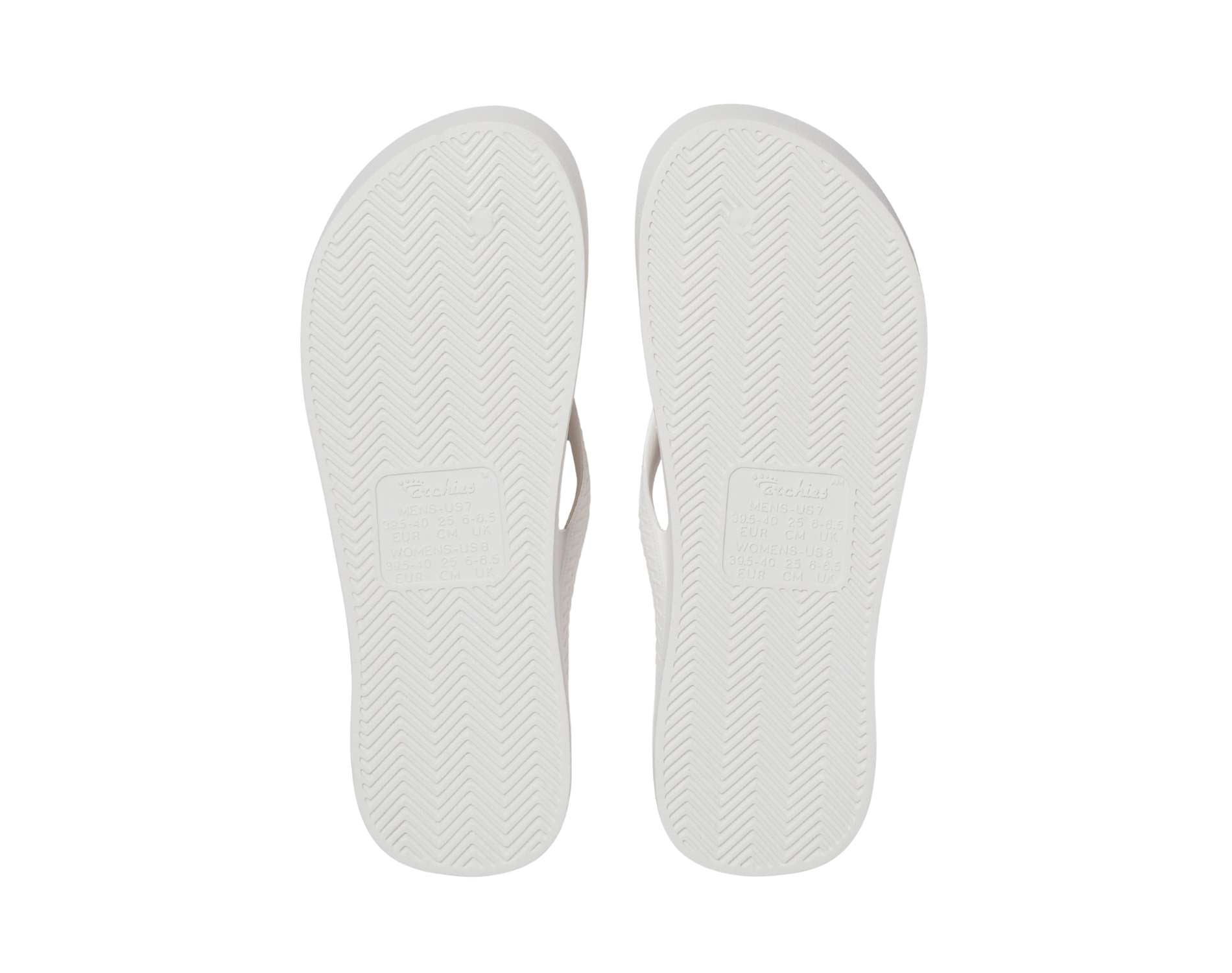 Archie's Arch Support Thongs for Women - Comfortable White Flip Flops with Orthotic Insoles - Perfect for Beach, Pool & Summer Walking