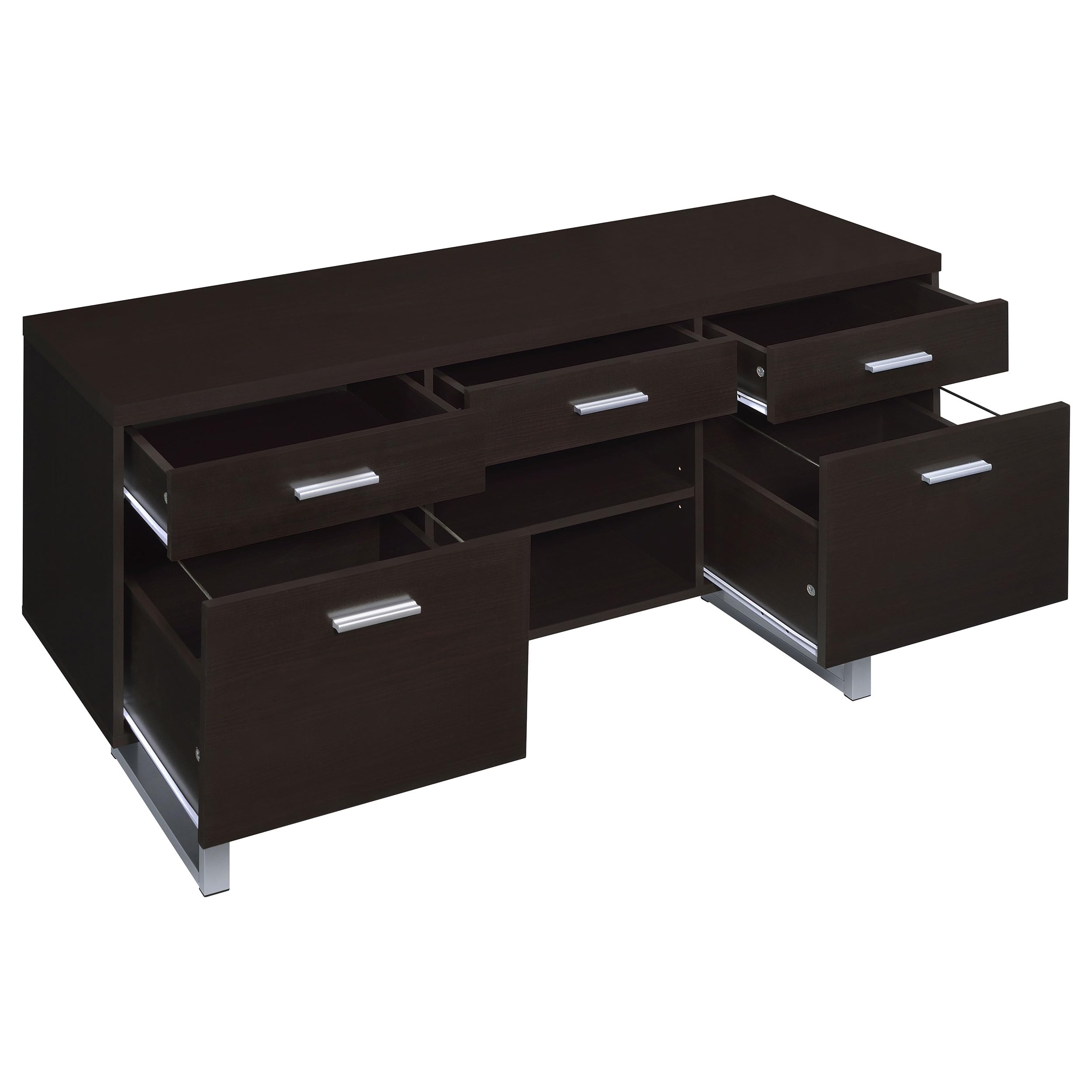 Coaster Home Furnishings Lawtey 5-Drawer Credenza with Adjustable Shelf in Cappuccino Finish - Perfect for Living Room Storage, Home Office Organization & Bedroom Furniture