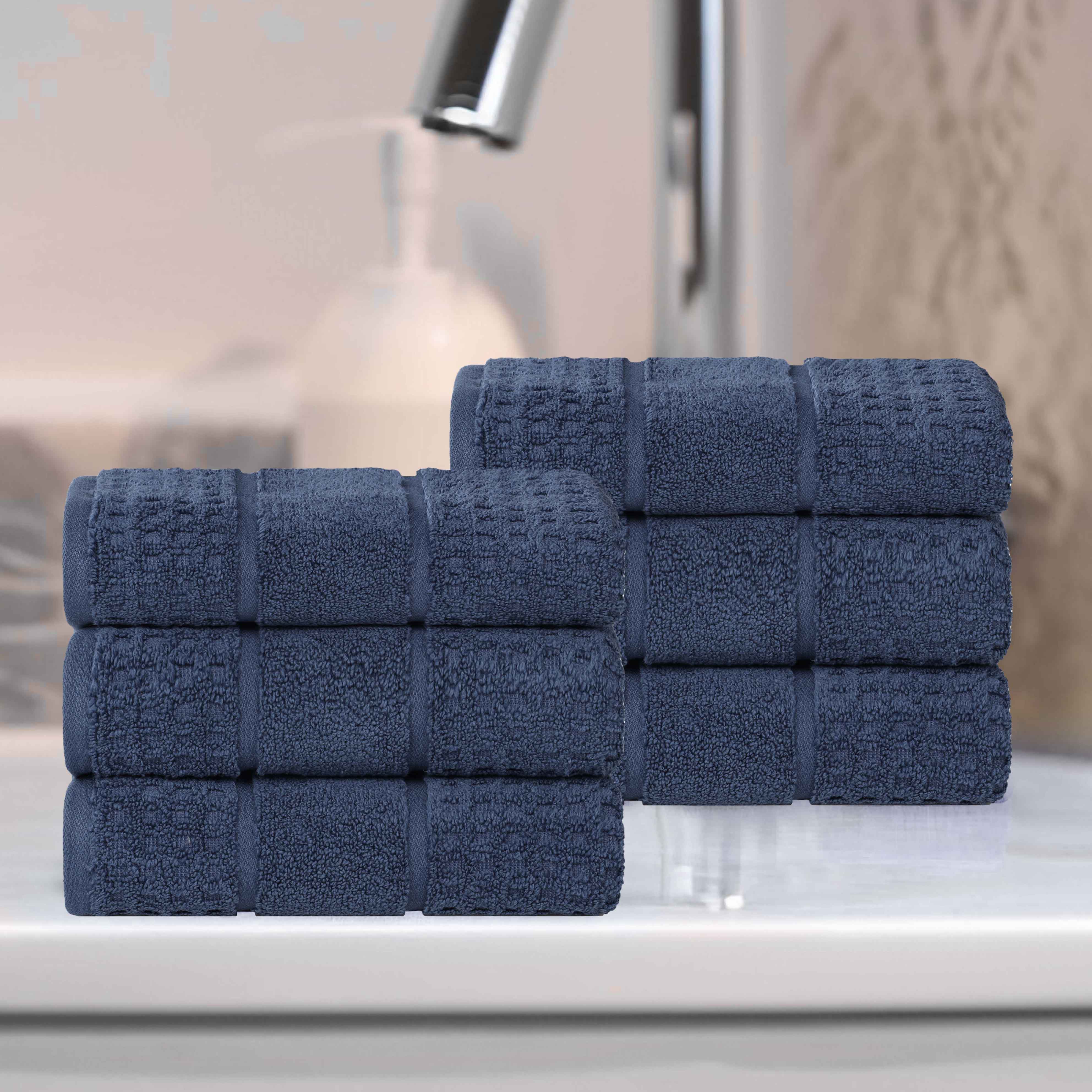 Premium 100% Zero Twist Cotton Waffle Honeycomb Hand Towels - Ultra Soft & Highly Absorbent - Set of 6 Bath Towels for Kitchen, Bathroom & Spa - Eco-Friendly & Quick-Drying