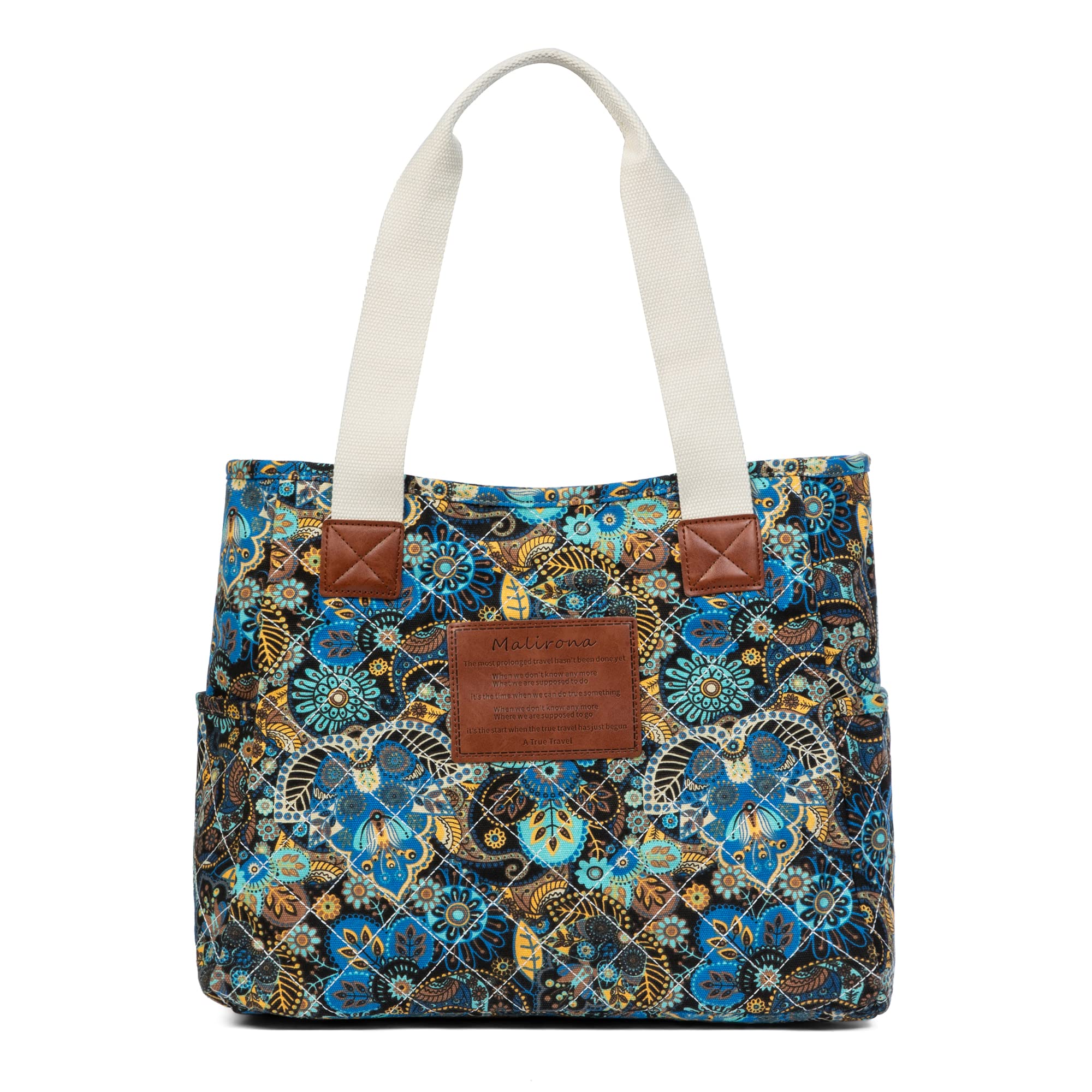 Malirona Women's Canvas Tote Bag with Zipper - Large Capacity Casual Handbag for Women, Durable Shoulder Bag for Office, Shopping & Travel | Perfect Work Tote, Beach Bag & Everyday Carry-all