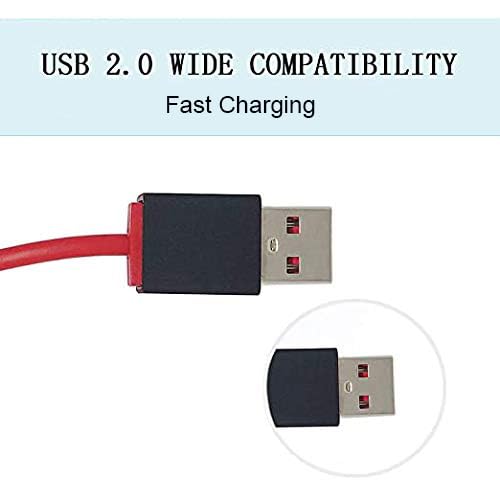 Replacement Micro USB Charger Cable for Beats Powerbeats 2/3, Studio Solo 2/3 Wireless Headphones & Pill Speakers - Fast Charging, Durable (Red) - Perfect for Home, Office, Travel & Gym Use