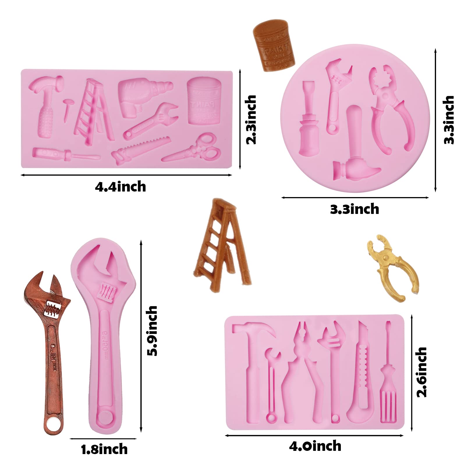 3D Silicone Hand Tools Molds for Cake Decorating, Fondant, Chocolate, Candy & Polymer Clay - Perfect for DIY Cupcake Toppers, Cookie Decorations & Construction-Themed Desserts