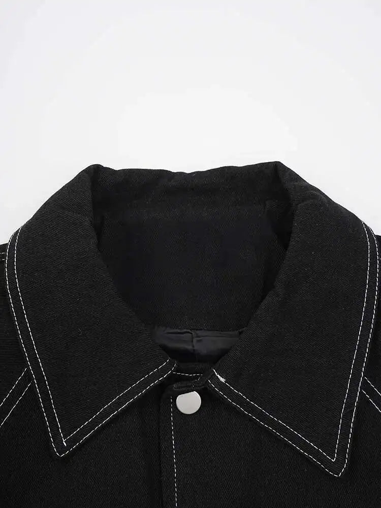 Stylish Big Size Denim Jacket & Wide Leg Pants Two-Piece Suit for Women - 2025 Spring Autumn Fashion Trend with Lapel Design - Perfect for Casual Outings, Office Wear & Street Style
