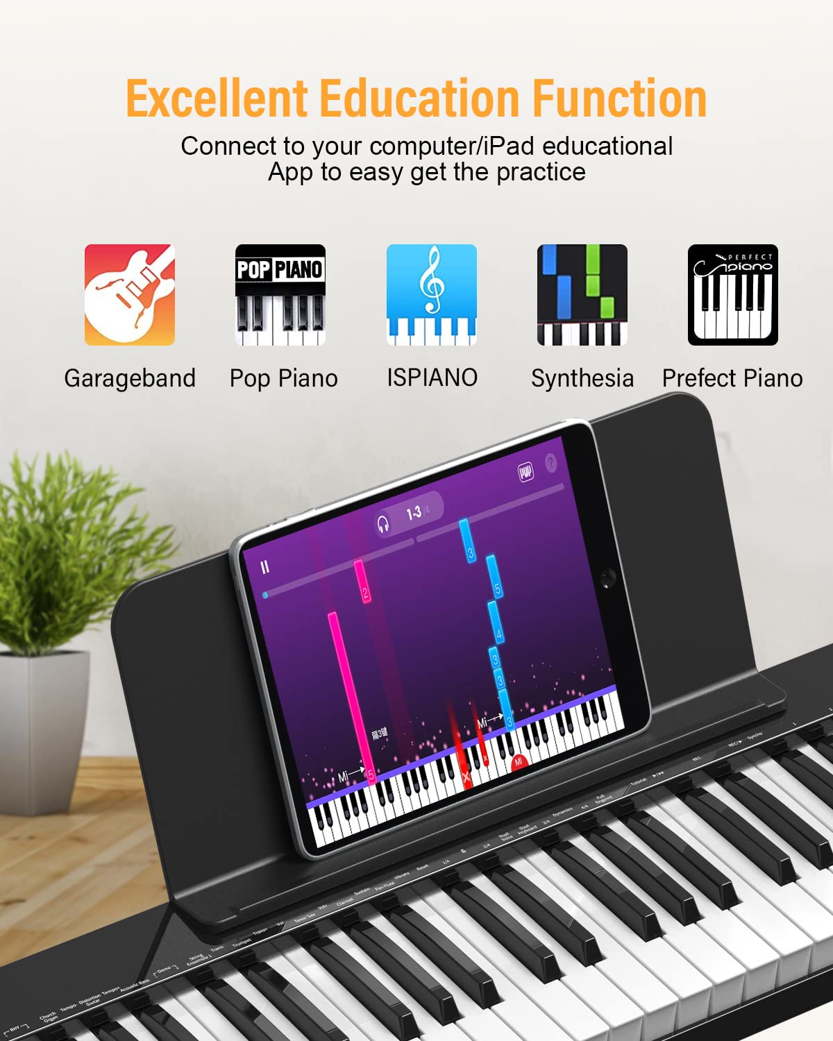 KONIX 88-Key Semi-Weighted Digital Piano Keyboard - Full Size Portable Electronic Piano with X Stand, Sustain Pedal, Power Adapter & Carrying Bag | Perfect for Beginners, Home Practice & Live Performances