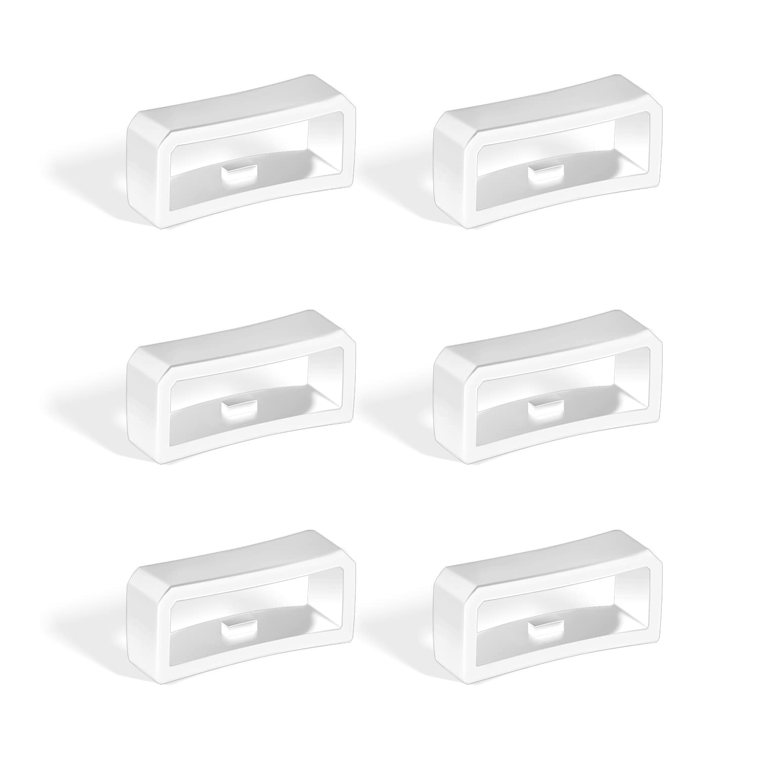 6pcs 18mm Silicone Watch Band Keeper - Smartwatch Strap Retainer for Secure Fit (White)