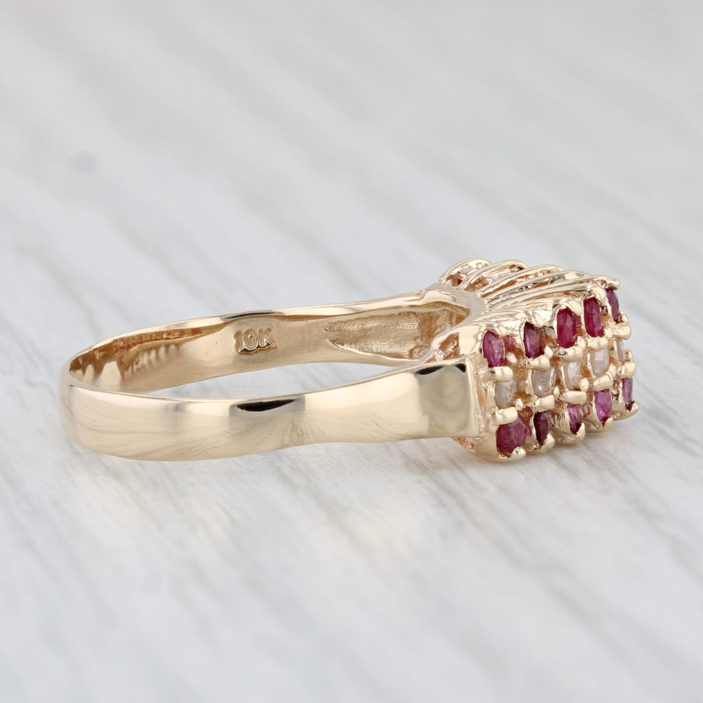 0.46ctw Natural Ruby & Diamond Pyramid Stacking Ring in 10k Yellow Gold - Size 6.75 - Perfect for Anniversary Gifts & Special Occasions