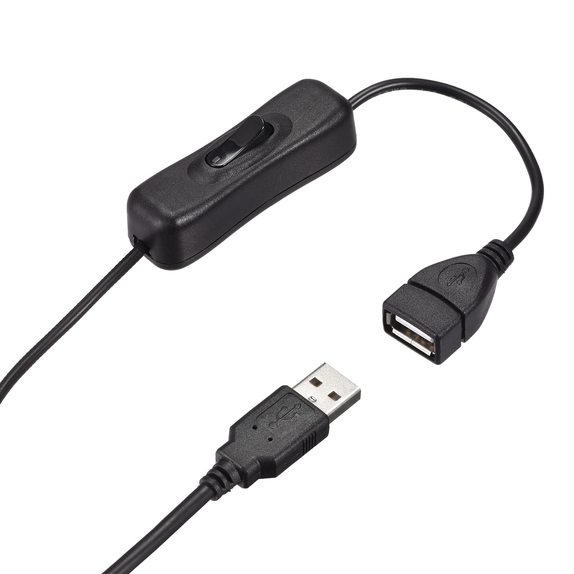 ON/Off Switch USB Extension Cable 3M (10ft) - Male to Female USB 2.0 Cord for LED Strip Lights, Desk Lamps & Computer Accessories | Durable Black Nylon Braided Wire for Home Office & Gaming Setup