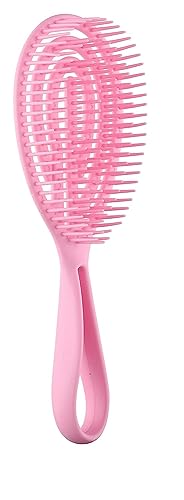 TWIREY Detangling Hair Brush for Adults & Kids - Gentle Round Hairbrush for Natural, Curly, Straight, Wet or Dry Hair (Pink) | Perfect for Daily Styling, Salon Use & Travel-Friendly Hair Care