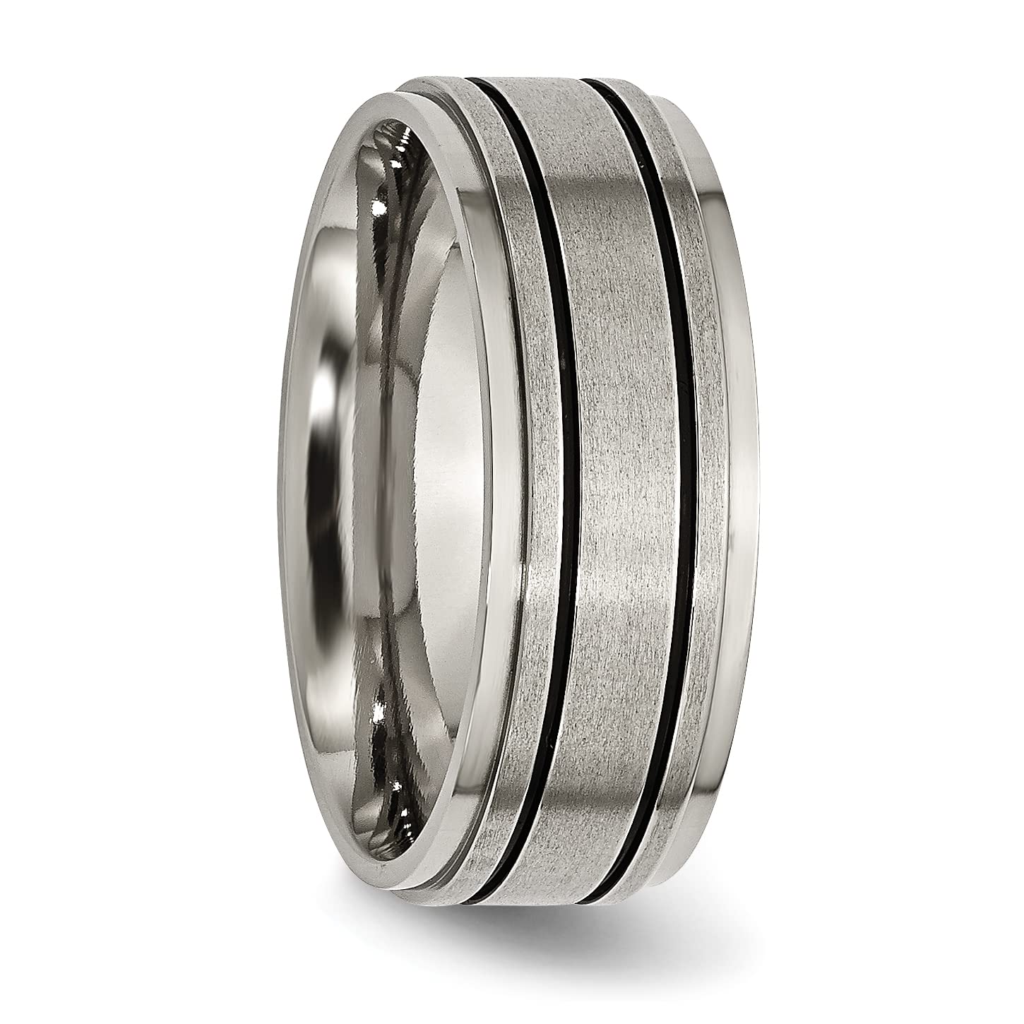 Titanium Black 8mm Ridged Edge Wedding Band Ring for Men - Durable & Comfortable Wedding Ring for Grooms, Engagement, Anniversary & Everyday Wear