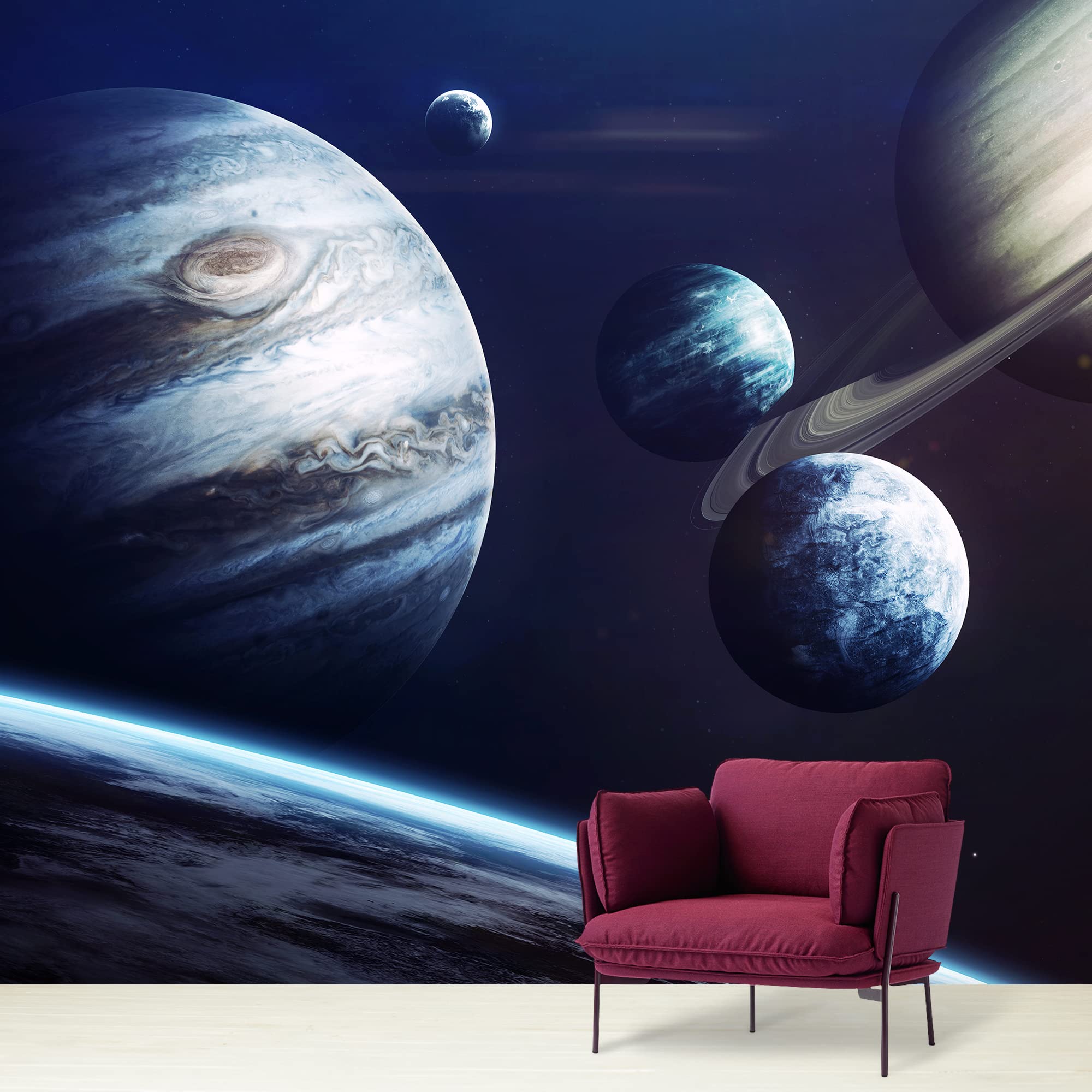 Removable Peel and Stick Wallpaper - Giant Planets Universe Wall Mural for Bedroom Decor (100x144 inches) - Perfect for Kids Room, Nursery, or Home Office Space