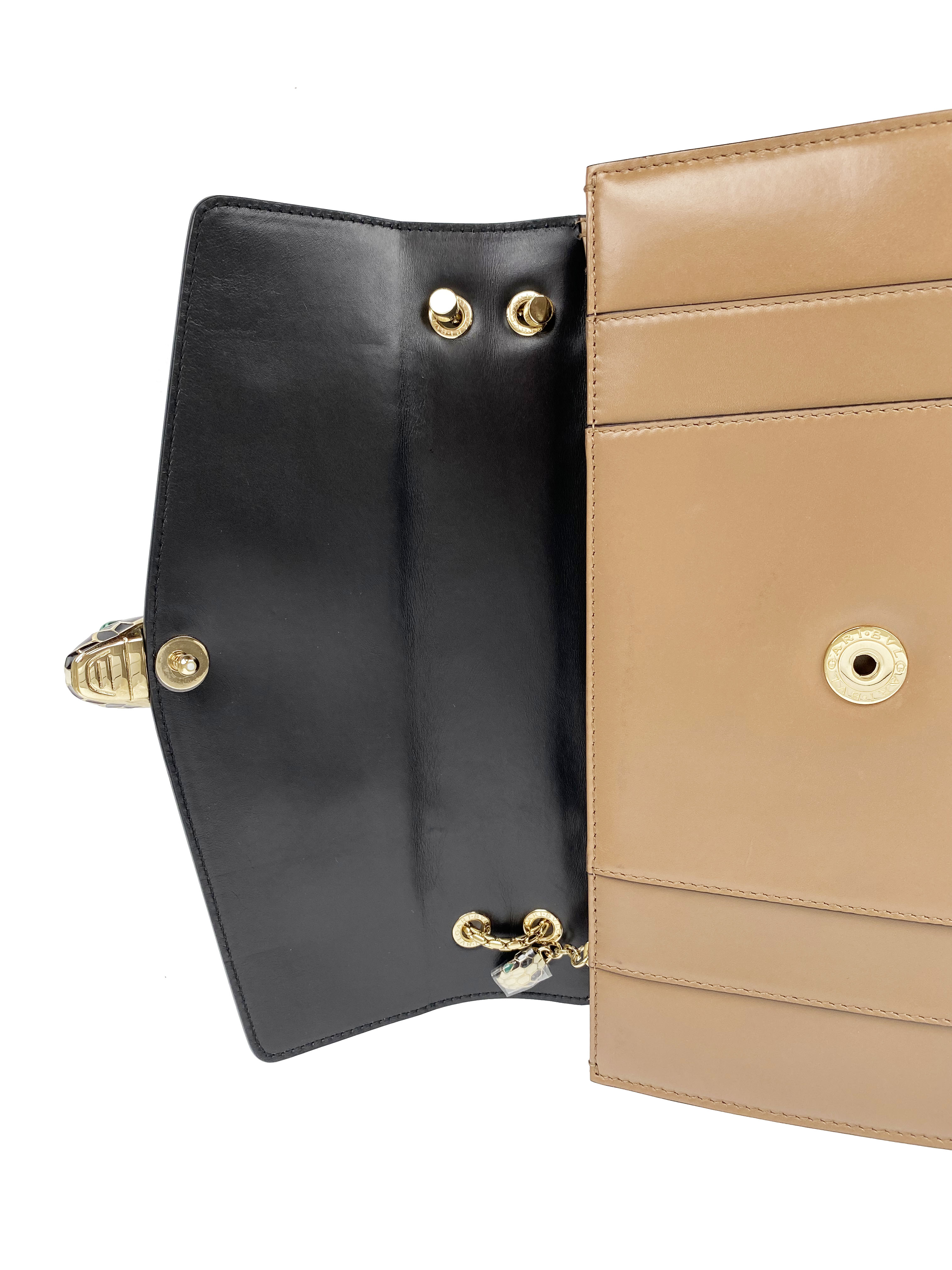 Bvlgari Serpenti Black & Tan Two-Tone Leather Shoulder Bag - Luxury Designer Handbag for Women, Perfect for Evening Events & Parties