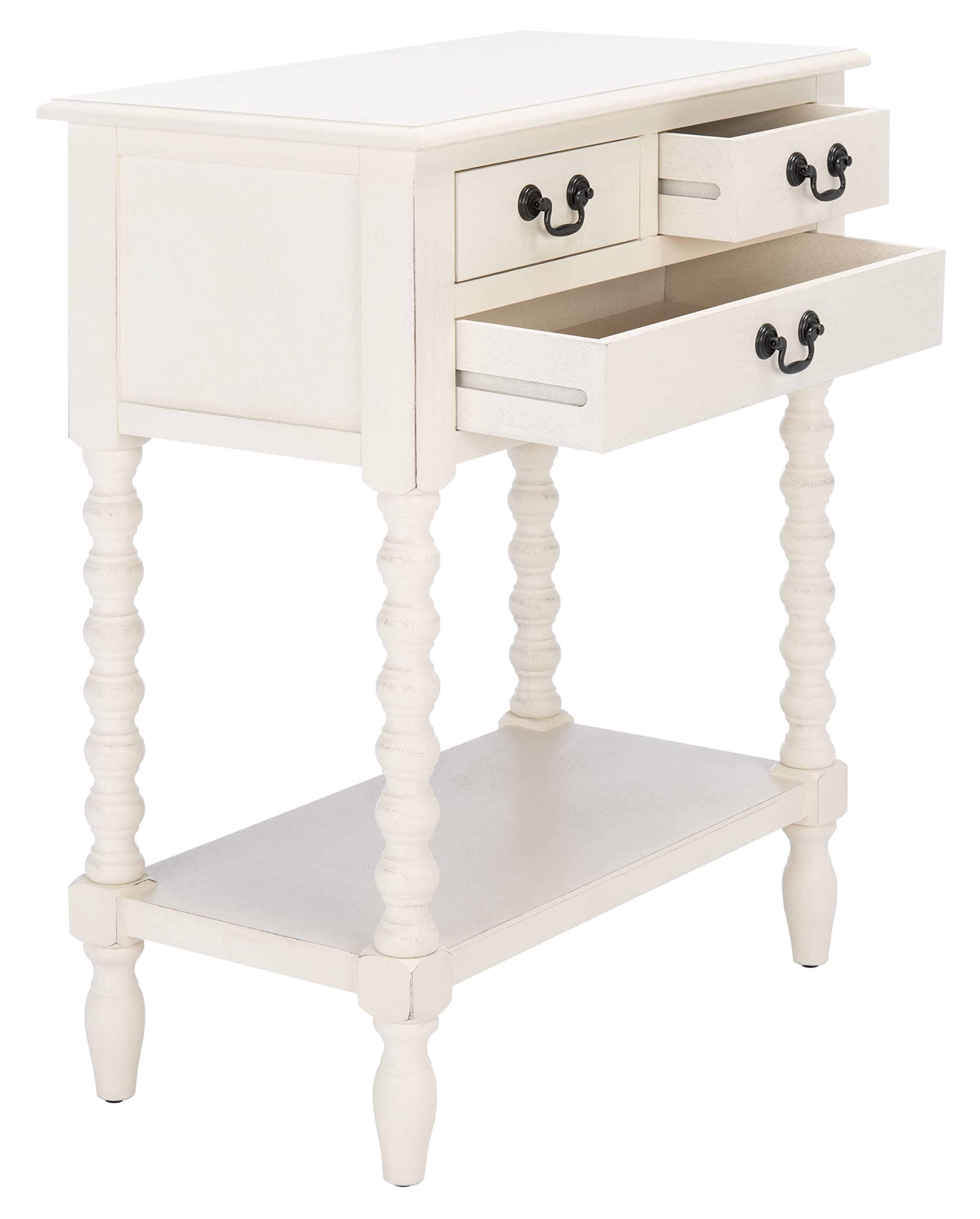 SAFAVIEH Home Collection Athena Distressed White 3-Drawer Console Table - Farmhouse Style Entryway Furniture for Hallway, Living Room & Bedroom Decor