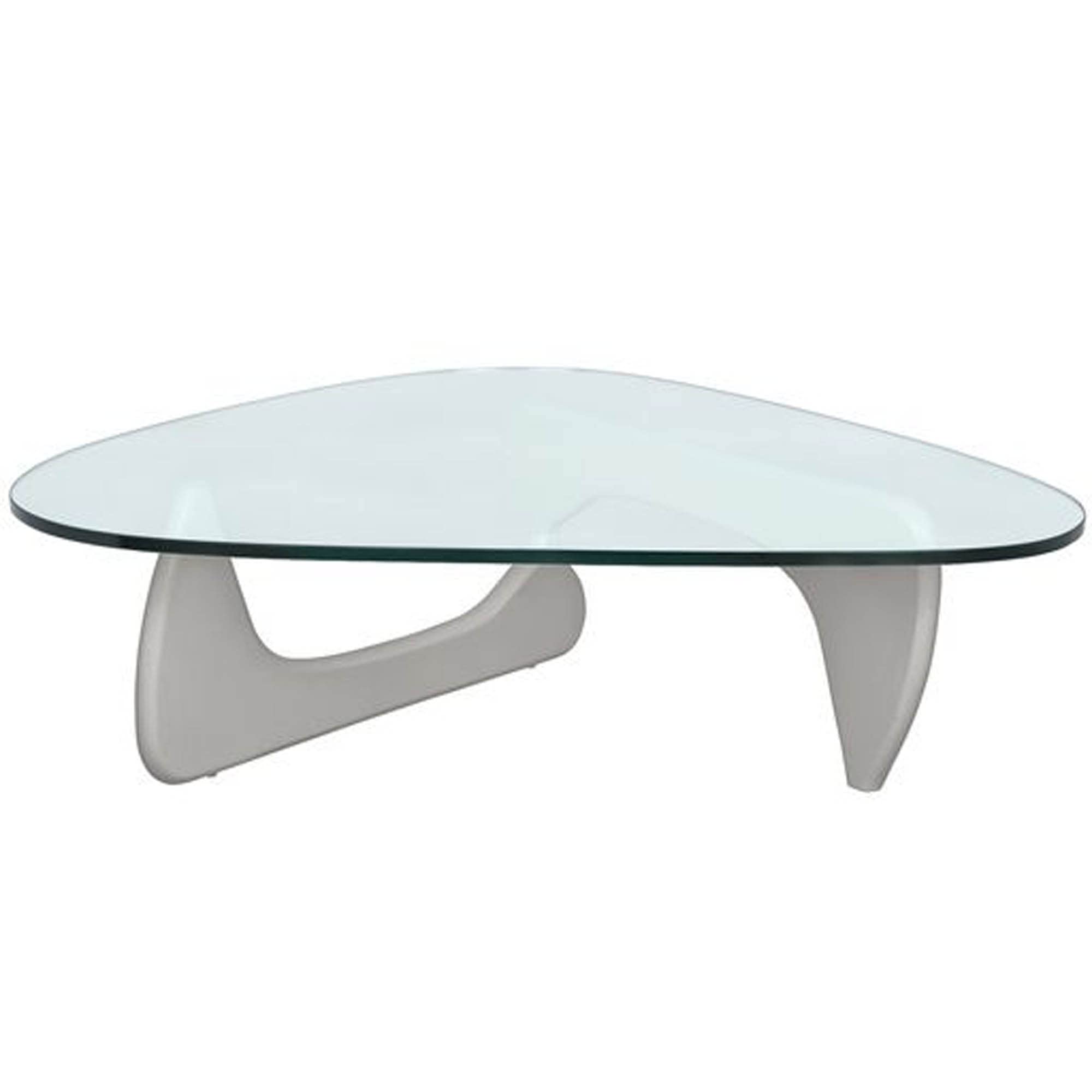 LeisureMod Imperial Triangle Wooden Glass Top Coffee Table in Grey - Modern Living Room Furniture for Small Spaces, Home Decor & Entertainment Areas