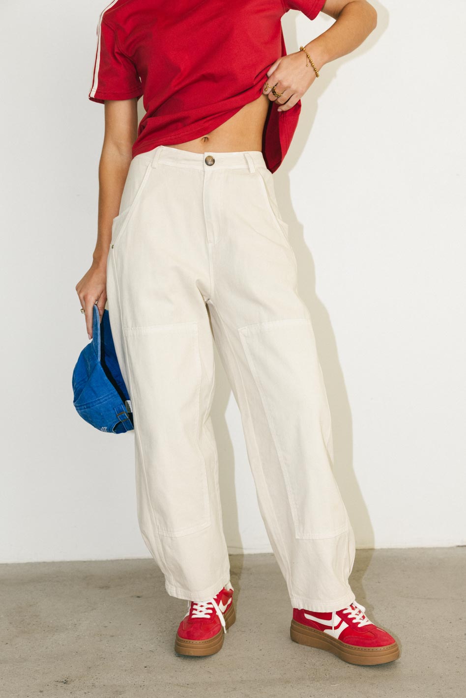 Angela High Waist Barrel Jeans for Women - Cream Colored Vintage Denim Pants - Perfect for Casual Outfits, Date Nights & Office Wear