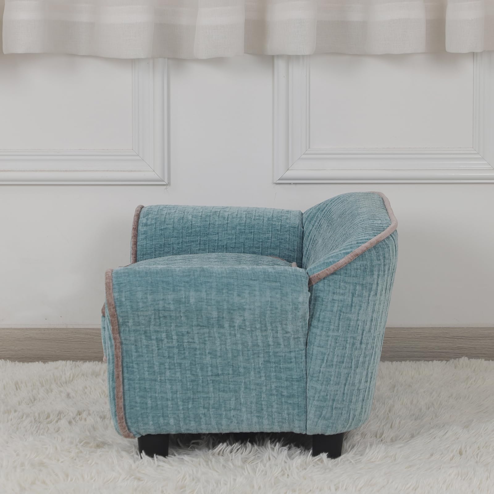 Luxury Striped Fleece Pet Sofa Bed for Small Dogs & Cats - Soft & Cozy Animal Sleeping Couch with Removable Cover (Light Green) - Perfect for Living Room, Bedroom & Pet Travel