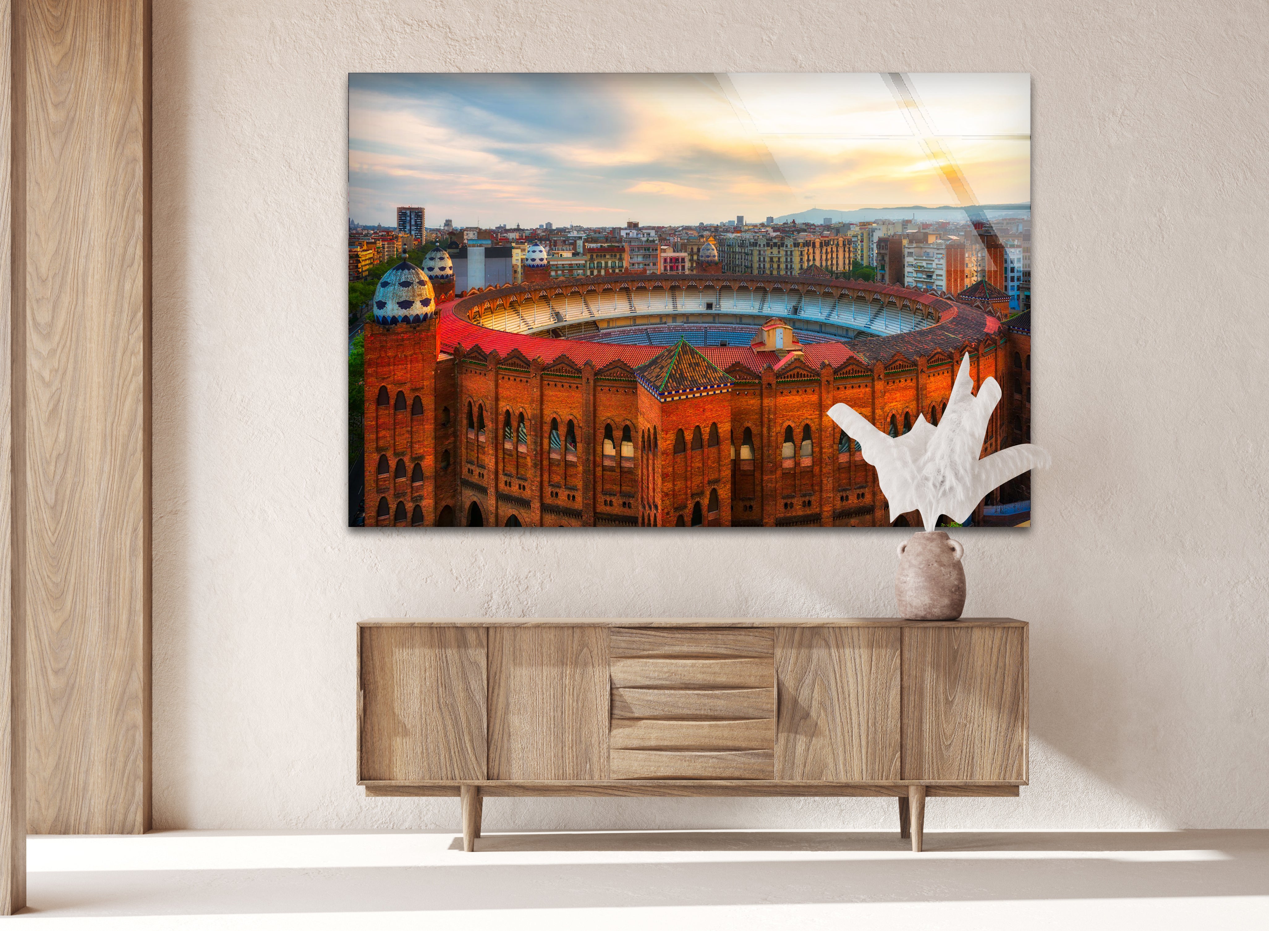 Barcelona Glass Wall Art – Iconic Spanish Landmark with Historic Architecture Decor for Home, Office & Gifts | Modern Cityscape Artwork for Living Room, Bedroom & Office Decor