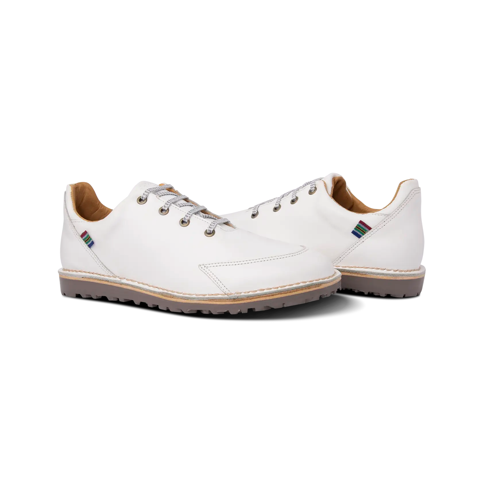 Veldskoen Albatross Golf Shoes for Men - Premium White Leather with Grey Sole - Comfortable & Durable Spiked Golf Footwear for Course & Clubhouse