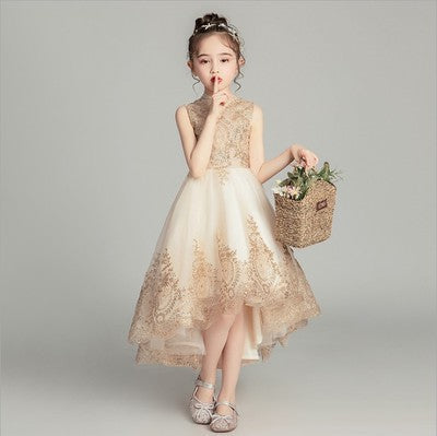 Elegant Lace Applique Beaded Ball Gown Flower Girl Dress for Pageants & Weddings - Perfect for Special Occasions, Birthday Parties, and Formal Events