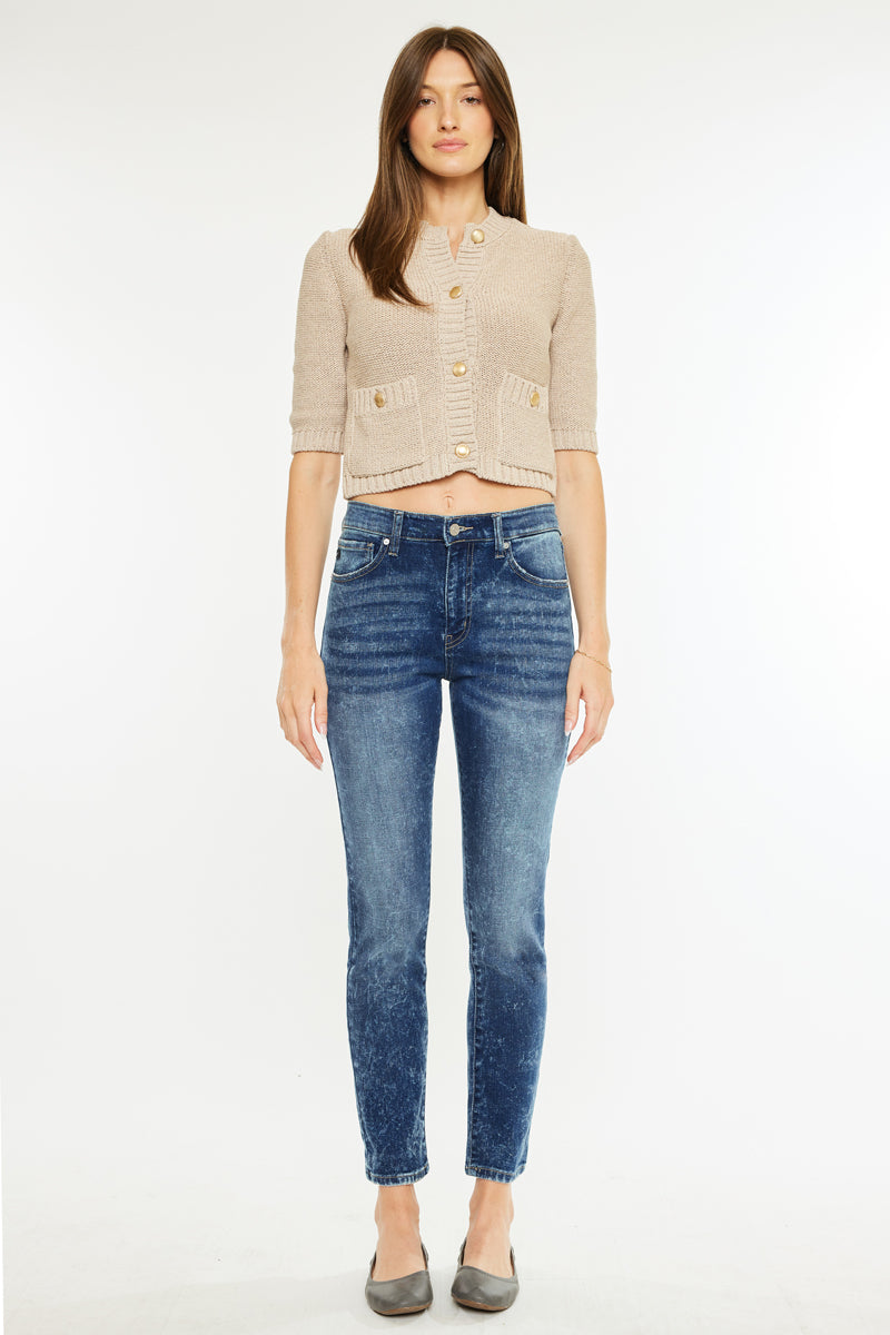 High Rise Cigarette Leg Jeans for Women - Slim Fit Stretch Denim Pants - Perfect for Casual Wear, Office & Night Out
