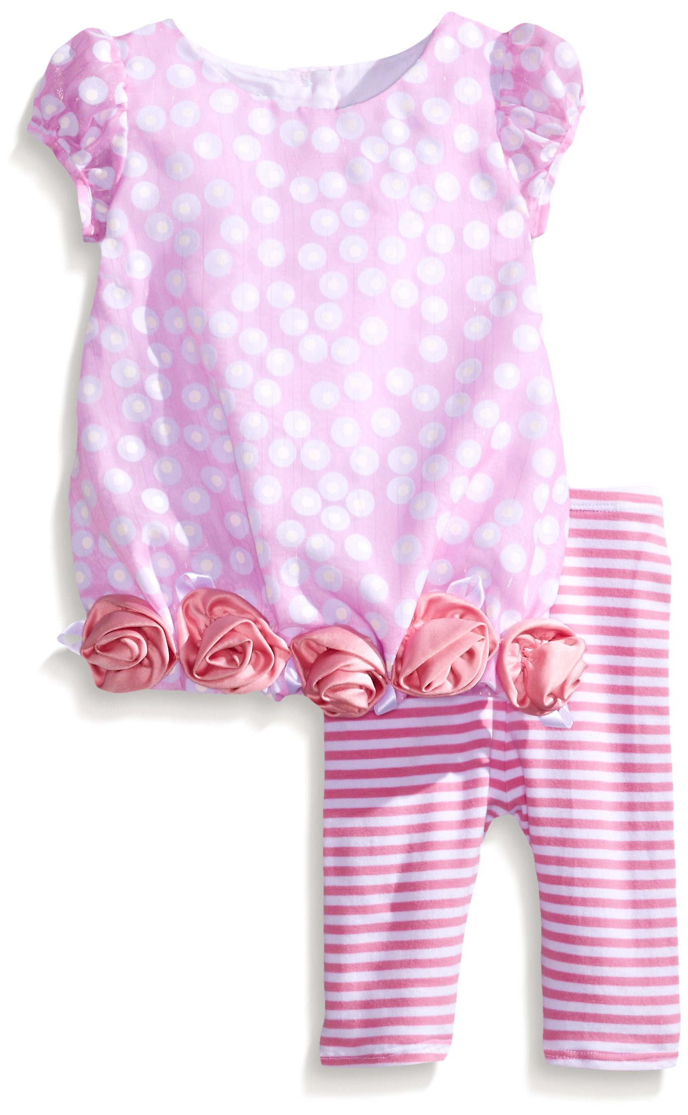 Bonnie Baby Girls' 2-Piece Bubble Hem Dress & Leggings Set - Cute Outfit for Toddler, Birthday, Party & Photo Shoots